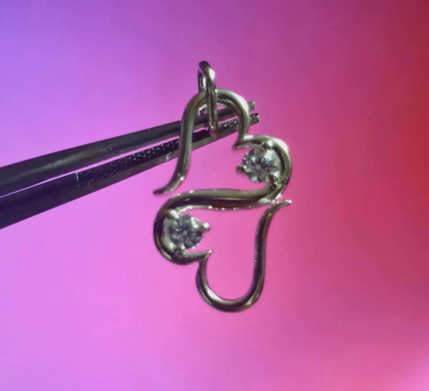 Double Heart Pendant Round Cut Moissanite 14K White Gold Plated 925 Sterling Silver, Solitaire Pendant , Love Pendant