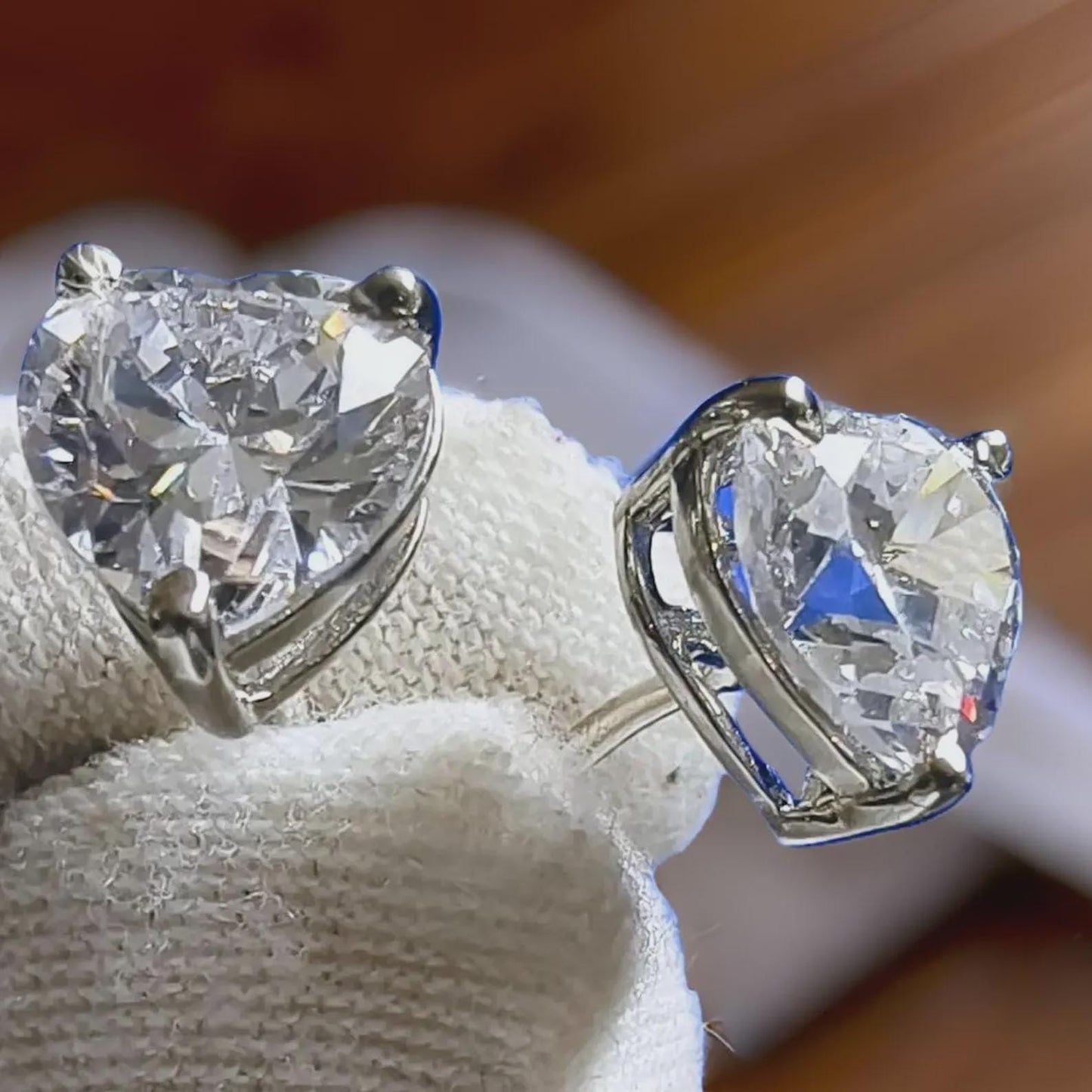 4Ct Heart Cut Moissanite Solitaire Stud Earrings 14K White Gold Finish 925 Silver Stud Earrings. Women Earrings, Gift for Her