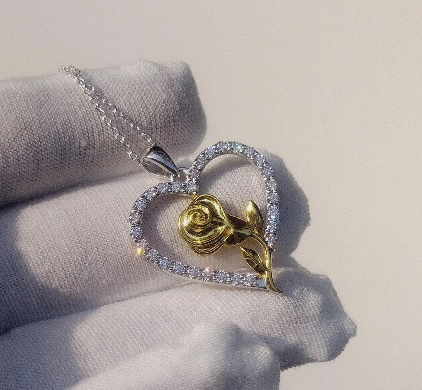 1.50Ct Round Cut Lab-Created Diamond Heart Pendant 14K White Gold Plated Heart Shape Pendant Heart Women's Necklace Pendant