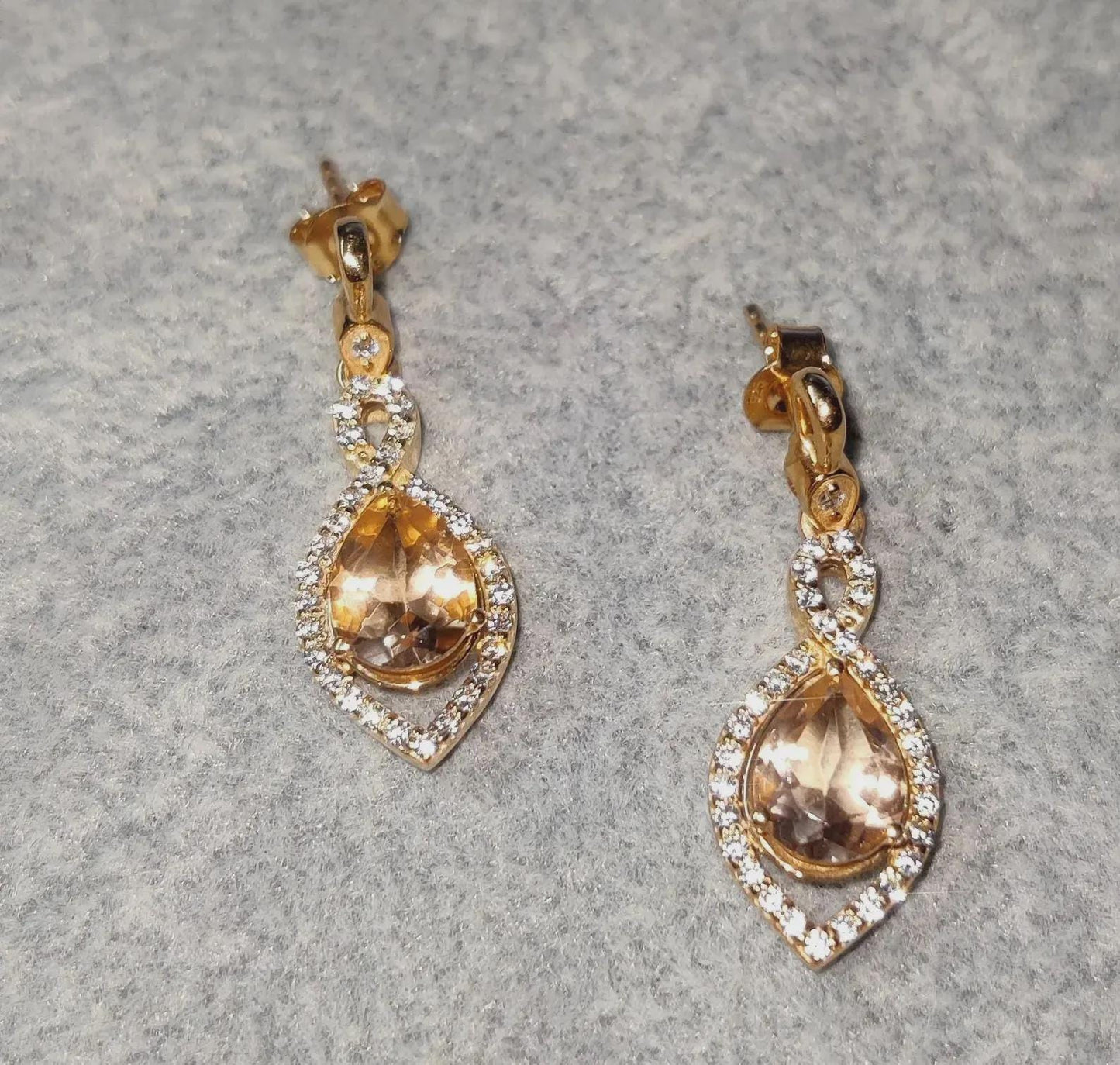 2Ct Morganite Dangle Earrings Pear Cut Simulated morganite Diamond Earrings 14K Yellow Gold Plated 925 Sterling Silver Drop Dangle Earrings