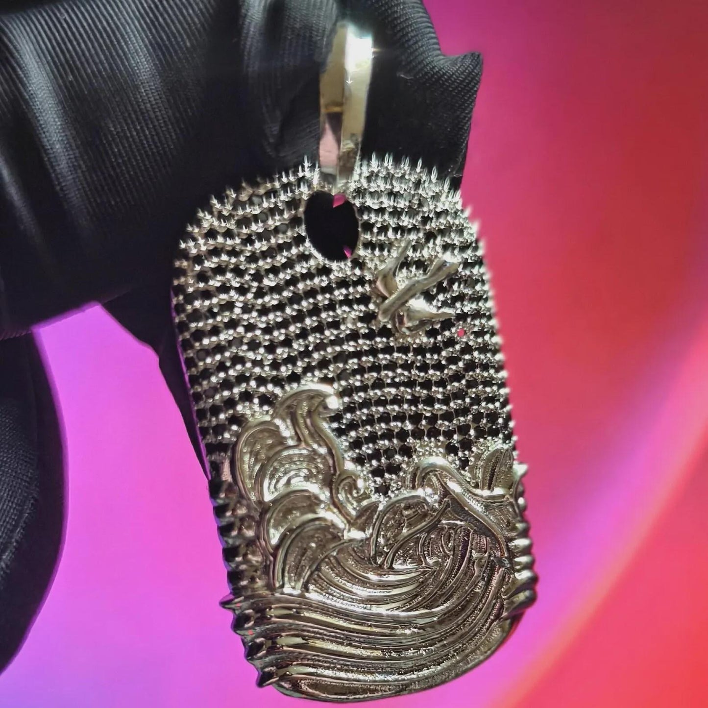 2Ct Diamond Dog Tag Pendant Round Simulated Black Diamond Pendant 14K White Gold Plated Unisex Pendant 925 Sterling Silver, Hip Hop Pendant