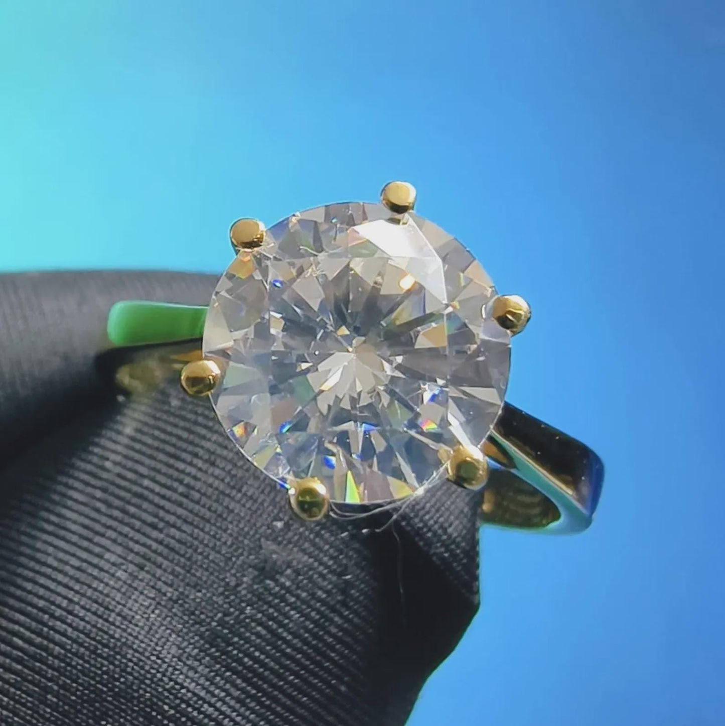 2Ct Round Cut Simulated White Diamond Wedding Women Engagement Anniversary Ring 14k Yellow Gold Plated- 925 Silver, Gift for Her