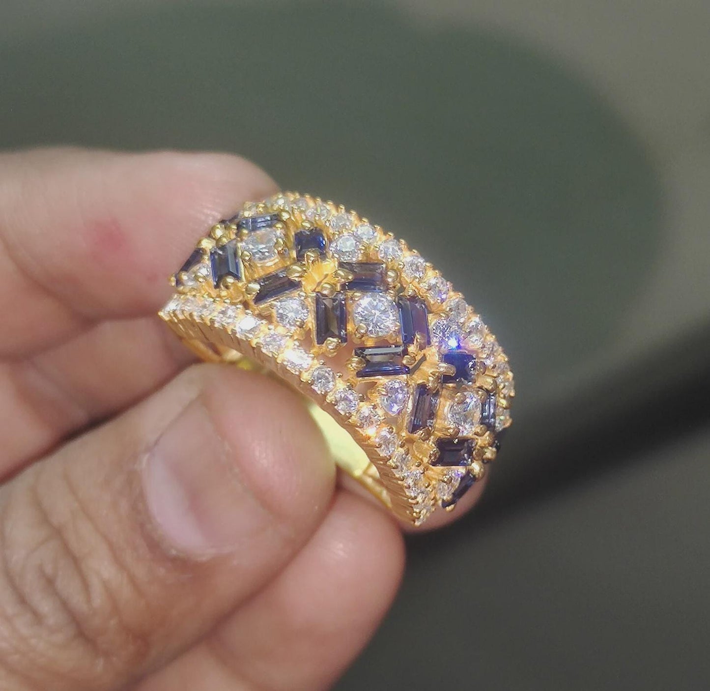 2Ct Baguette Cut Blue Sapphire Engagement Anniversary Wedding Women's Band Ring 14K Yellow Gold Finish Gift For Her ,Birthday Gift,