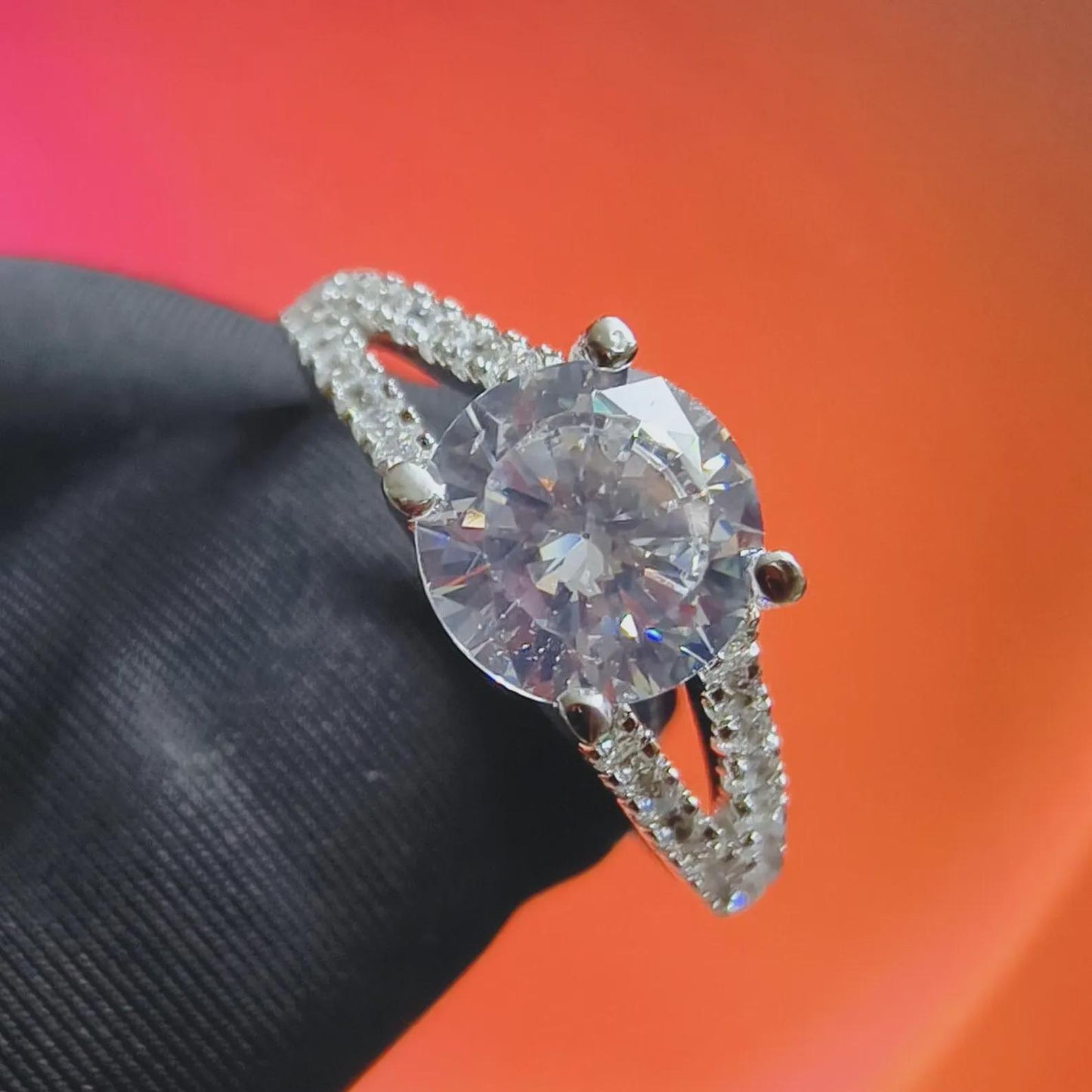 2Ct Round Cut Simulated White Diamond Wedding Engagement Anniversary Ring 14k White Gold Plated- 925 Silver, Gift for Her