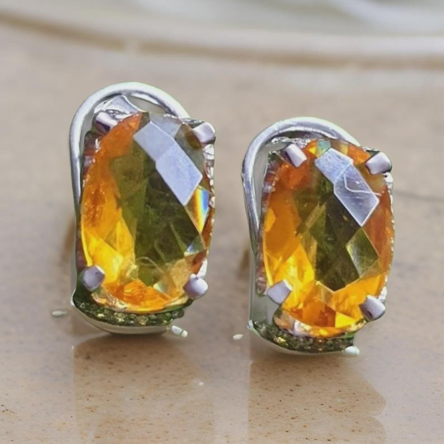 4Ct Oval Cut Drop Earrings Yellow Citrine Earring 14K White Gold Plated Women's Earrings 4 Prongs, Anniversary & Birthday Gift for Her