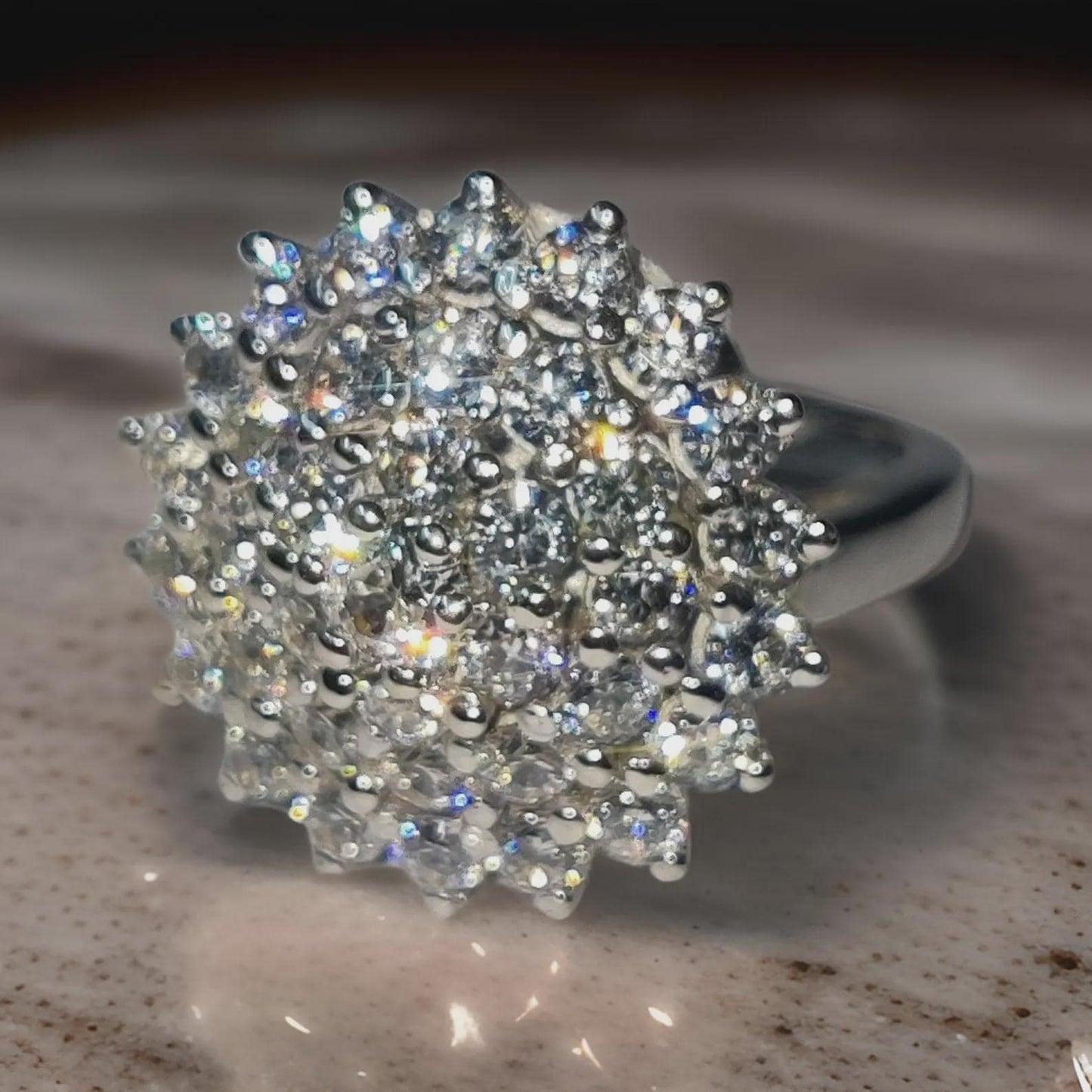 2Ct Diamond Round Cut Flower Shape Simulated Diamond Engagement Wedding Ring 14K White Gold Plated,925 Silver Ring, Anniversary Ring