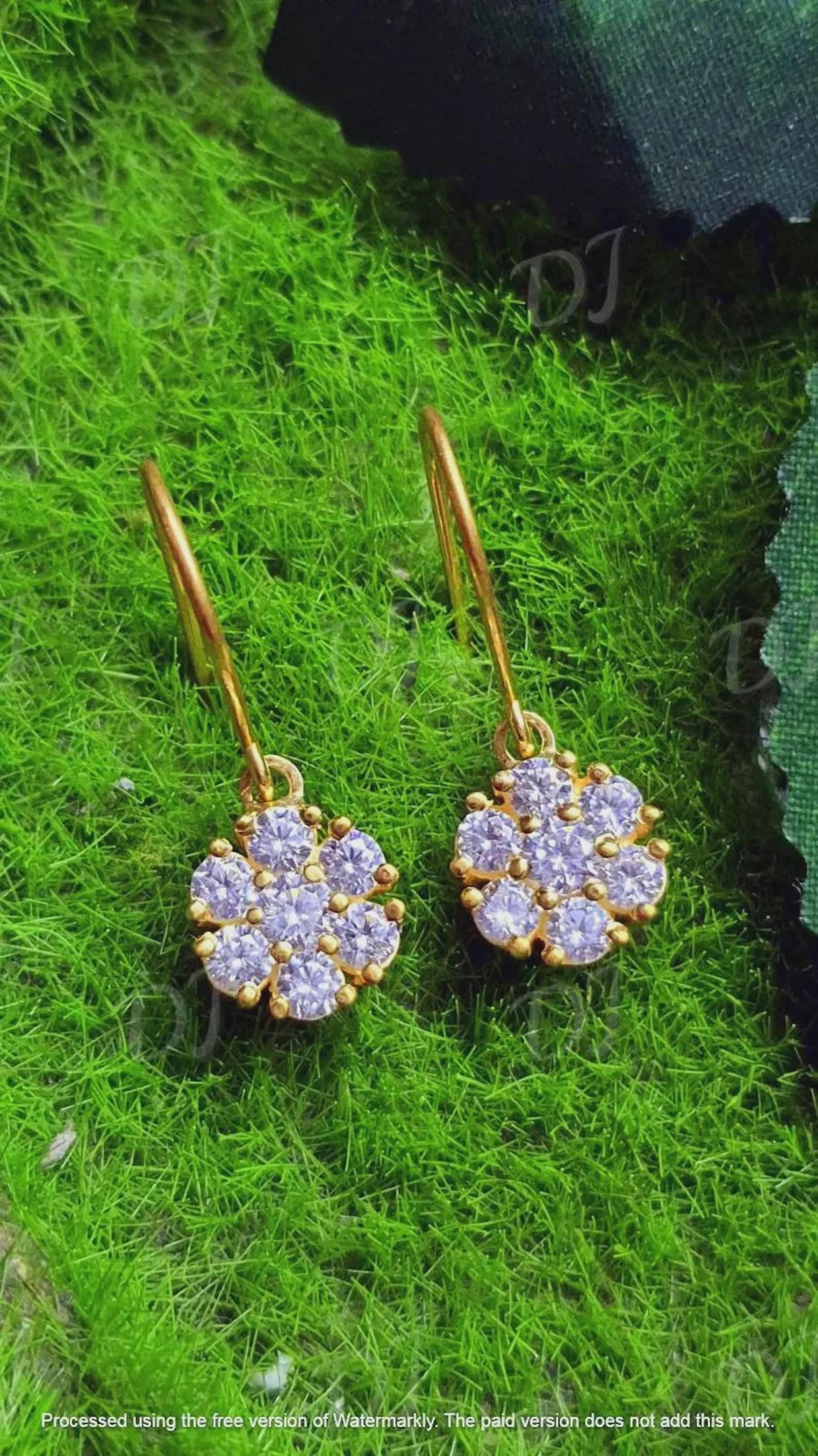 2Ct Round Cut Simulated Diamond Dangle Drop Earrings 14K Yellow Gold Plated 925 Sterling Silver Dangle Earring Anniversary Gift for Her