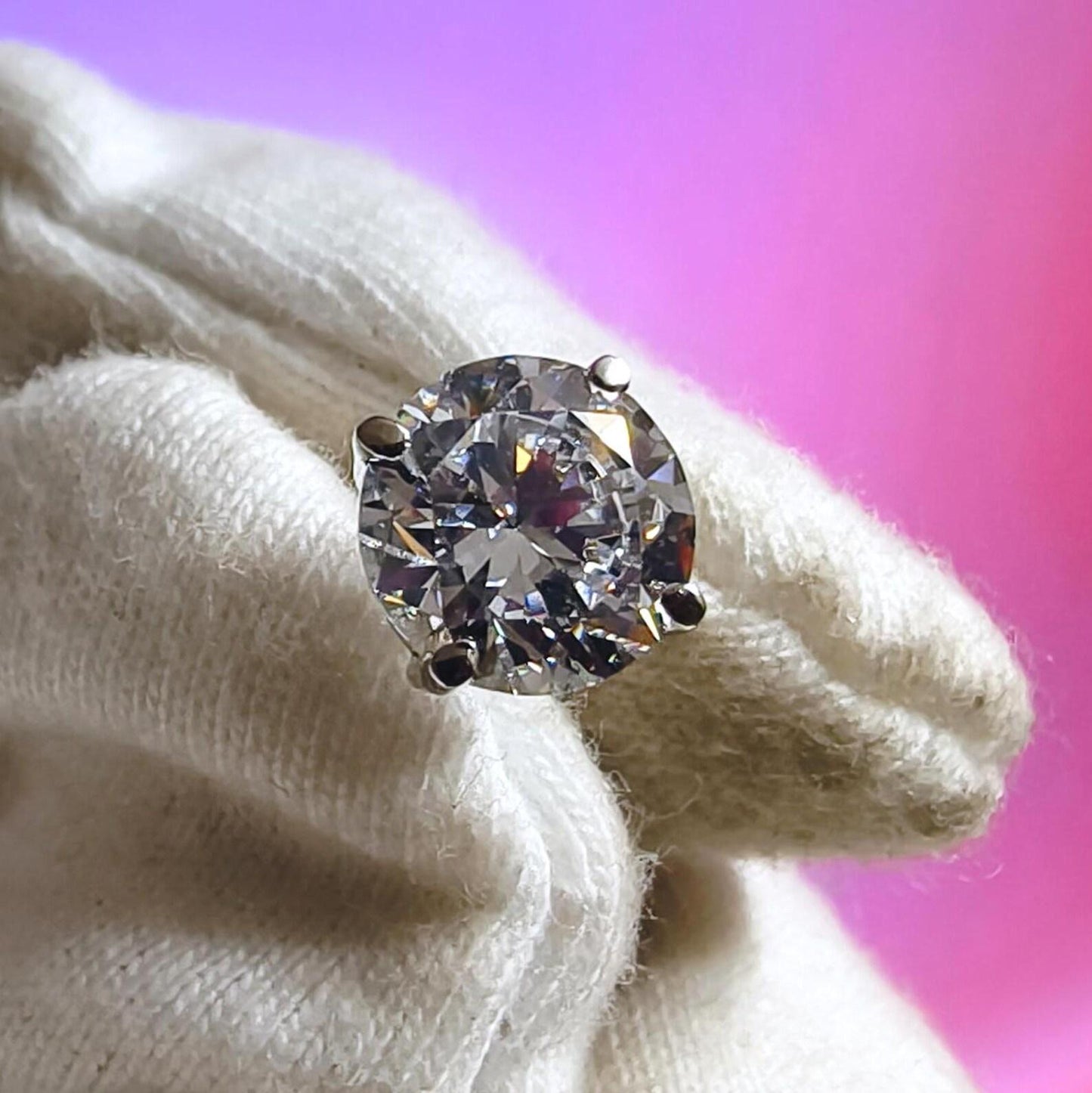 2Ct Round Cut VVS1 Diamond 14K White Gold Finish Halo Stud Earrings 925 Sterling Silver For Birthday gift and Daily wear