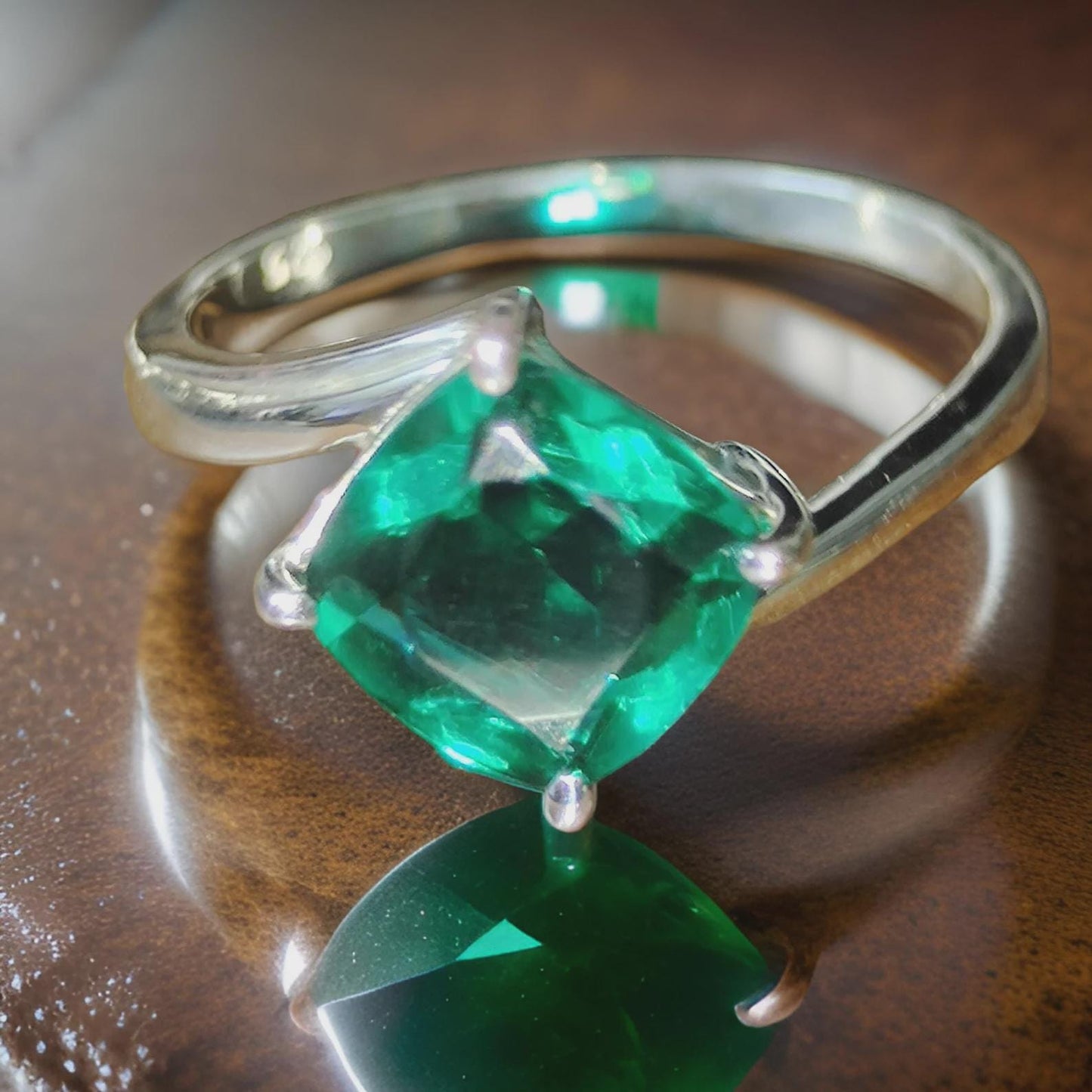 2.50Ct Cushion Cut Green Emerald VVS1 Diamond Solitaire Engagement Wedding Promise Ring 14K White Gold Finish Gift For Her ,Birthday Gift