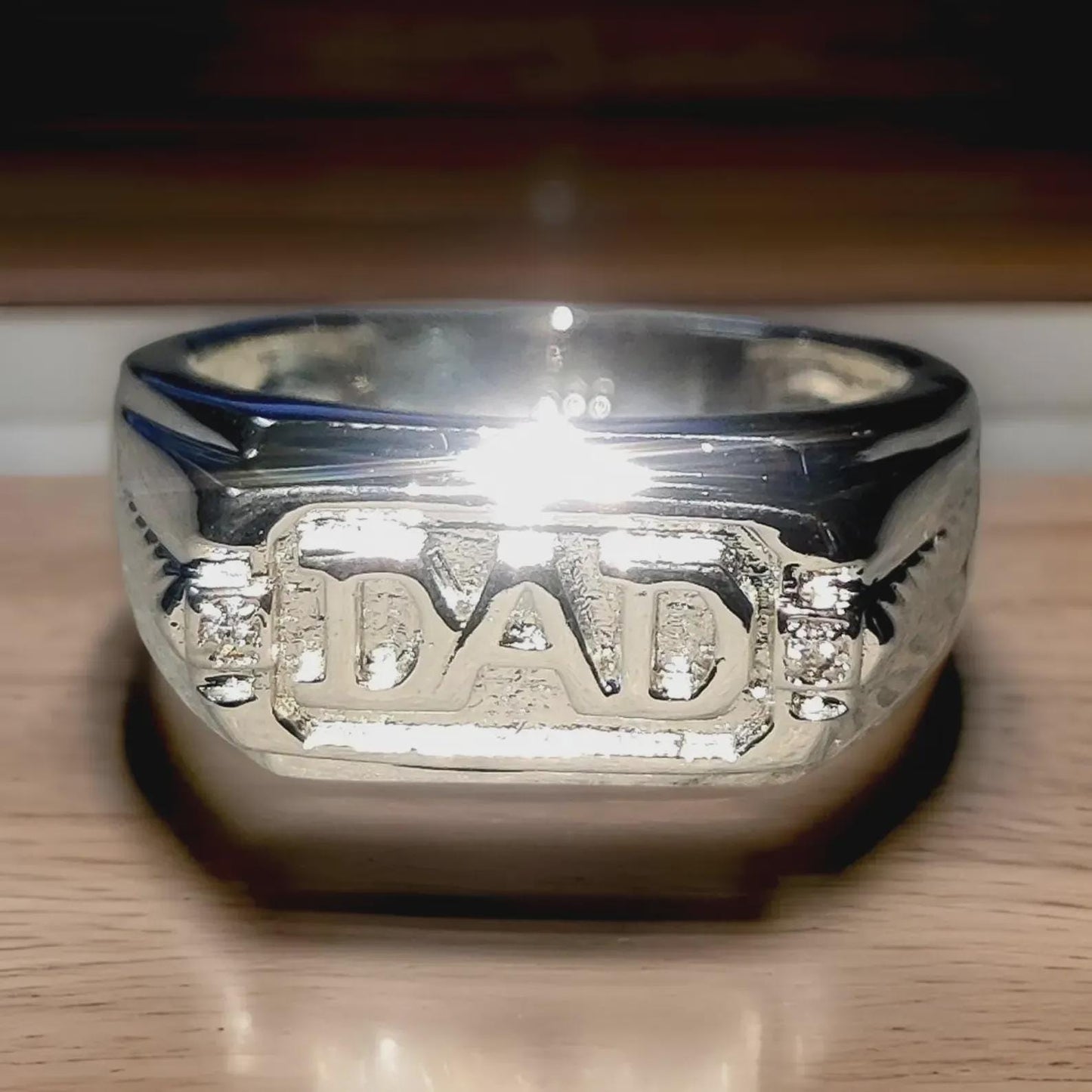 Customized Any Personalization Name Ring 14K White Gold Finish 925 Sterling Silver Anniversary Ring, Gift For Birthday, DAD Name Ring