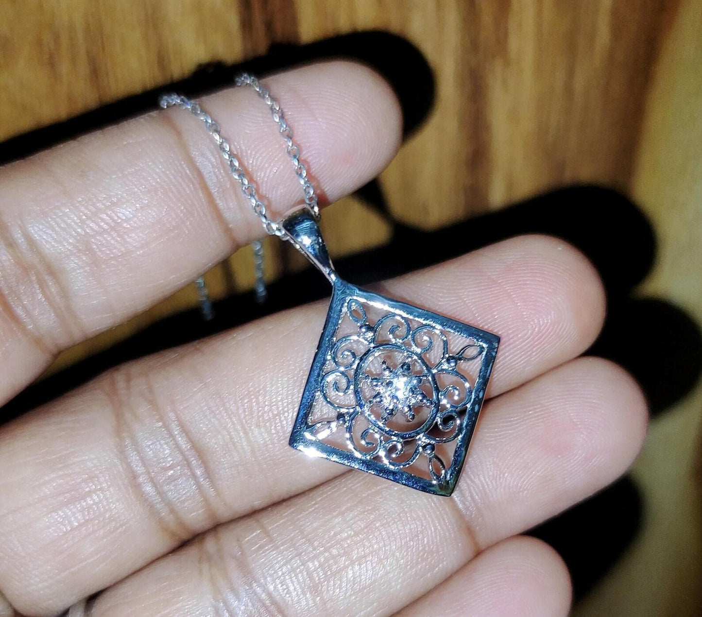 0.50Ct Diamond Pendant Round Cut Lab-Created Diamond Vintage Pendant 14K White Gold Finish 925 Silver Diamond Pendant Unisex Diamond Pendant