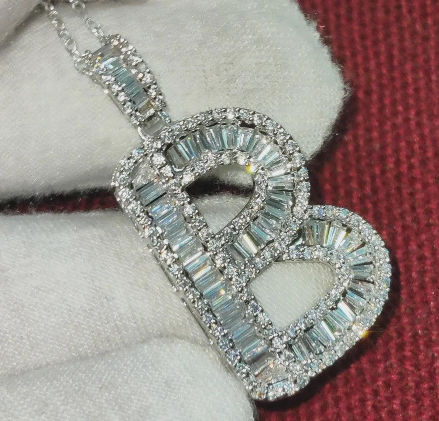 2Ct Diamond Baguette Cut Simulated Diamond Pendant, Custom Any Letter Diamond Pendant, Unisex Diamond Pendant, For Birthday Pendant Gift