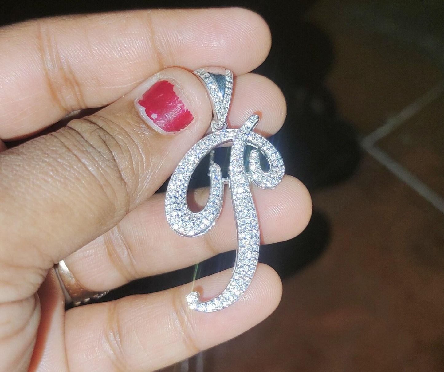 2Ct Round Cut Custom Letter Alphabet Pendant Lab-Created Diamond P Letter Initial Alphabet Pendant 14K White Gold Plated Hip Hop Pendant