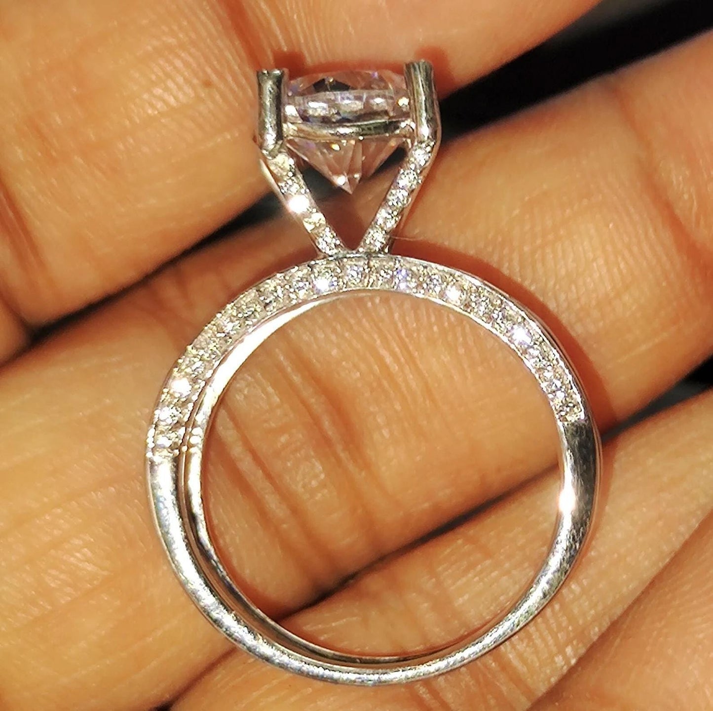 2Ct Round Cut Simulated White Diamond Wedding Women Engagement Anniversary Band Ring 14k White Gold Plated- 925 Silver, Gift for Her