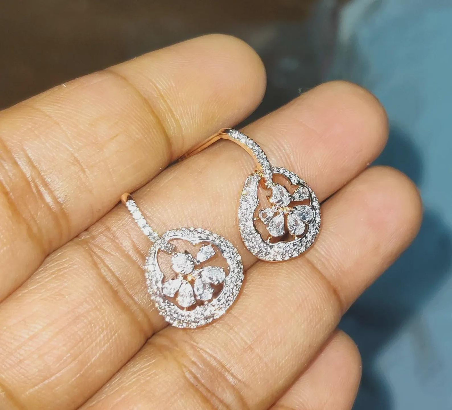 2Ct Round Cut Simulated Diamond Drop Dangle Women's Earrings 14K Rose Gold Plated 925 Sterling Silver, Gift For Birthday