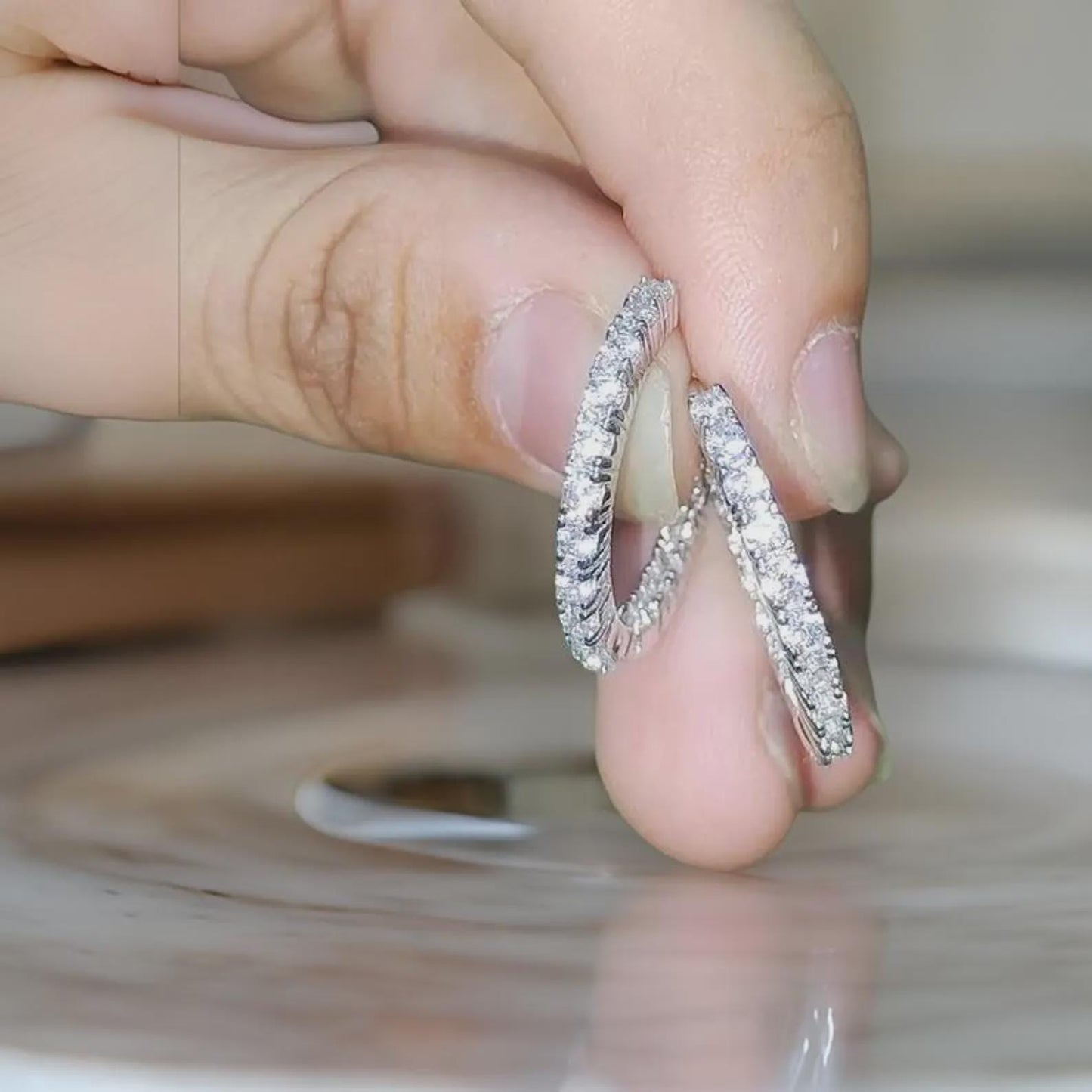 1.50Ct Round Cut Diamond Hoop Earring Simulated 14K White Gold Finish 925 Sterling Silver For Special Occasion, Birthday Gift, Daily Wear