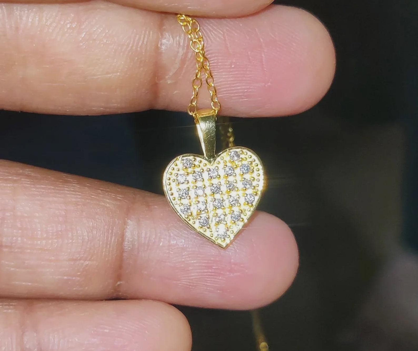 Diamond Heart Pendant Simulated Round Cut Pendant 14K Yellow Gold Plated Love Theme Pendant 925 Sterling Silver For Party Birthday