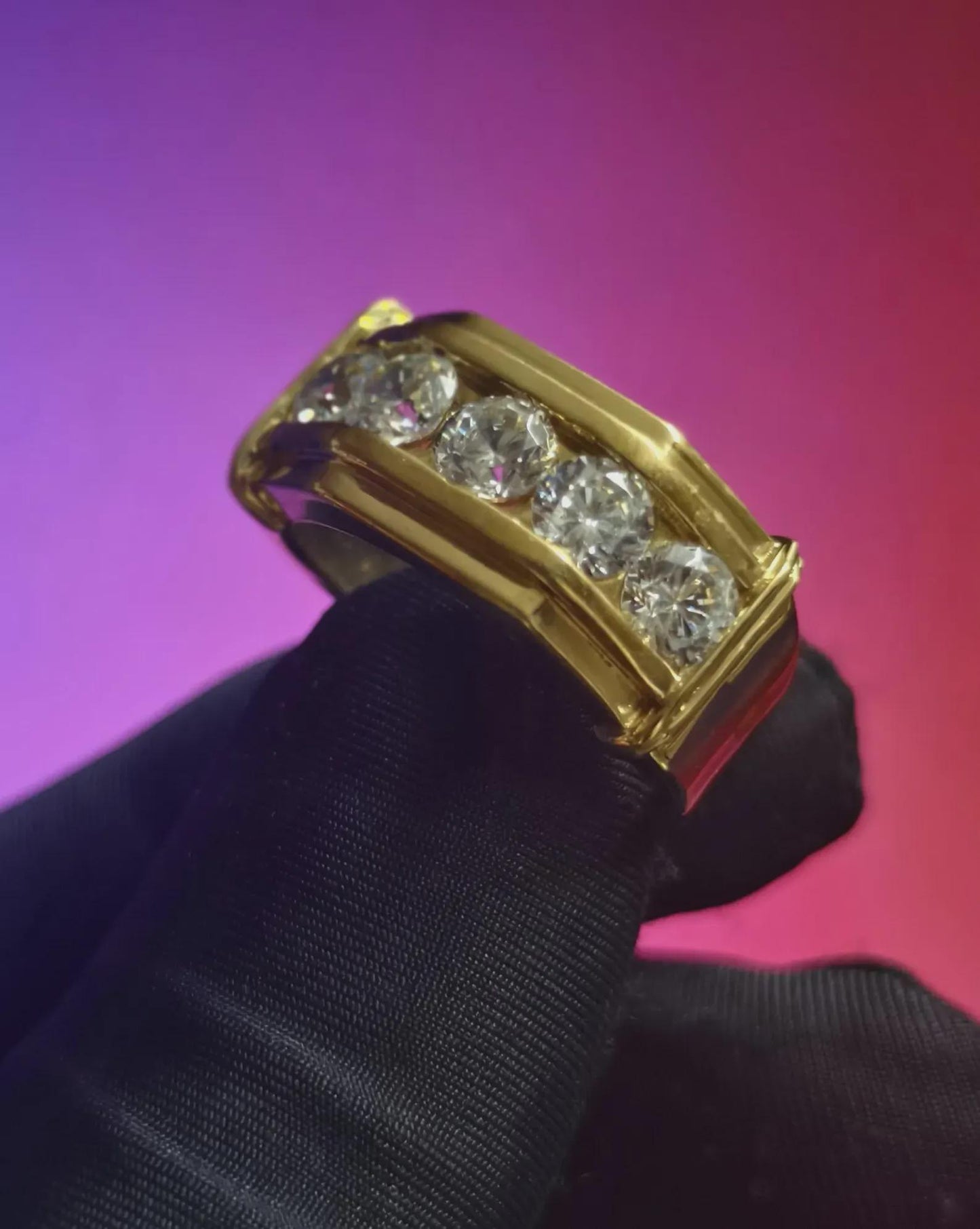 2Ct Moissanite Anniversary Band Ring Round Cut 14K Yellow Gold Plated 925 Silver, Engagement Band Ring, For Wedding Ring