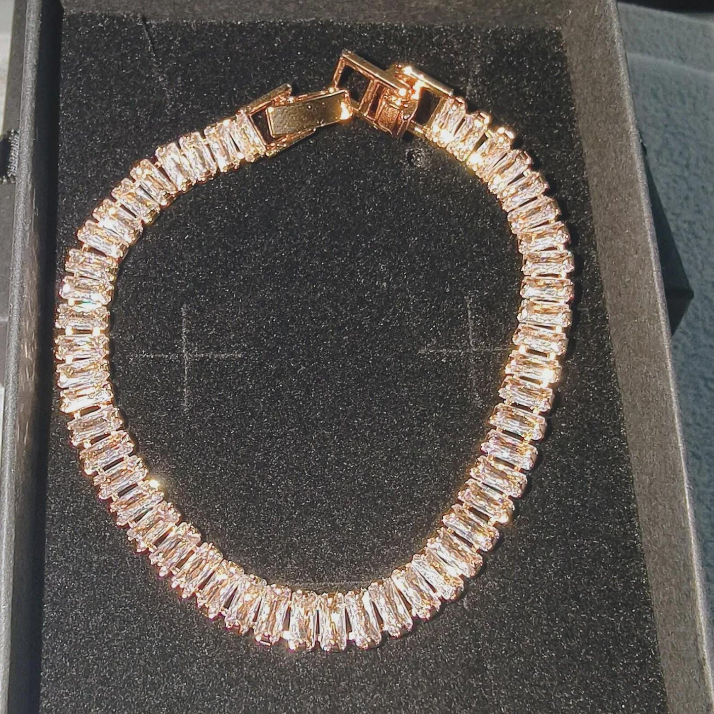 12Ct Radiant Baguette Cut VVS1/D Diamond Lab-Created Gemstone Tennis Bracelet 14K Yellow Gold Plated Diamond Bracelet 7.5" Inch 925 Silver