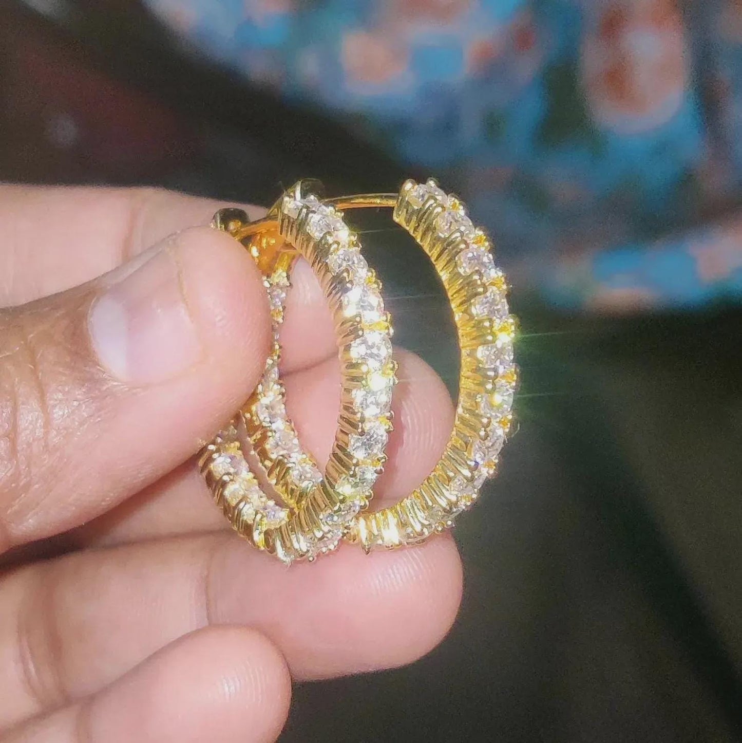 2Ct Round Hoop Earrings Lab Created Diamond Women's Huggie Hoop Earrings 14K Yellow Gold Finish 925 Silver Hoop Earrings