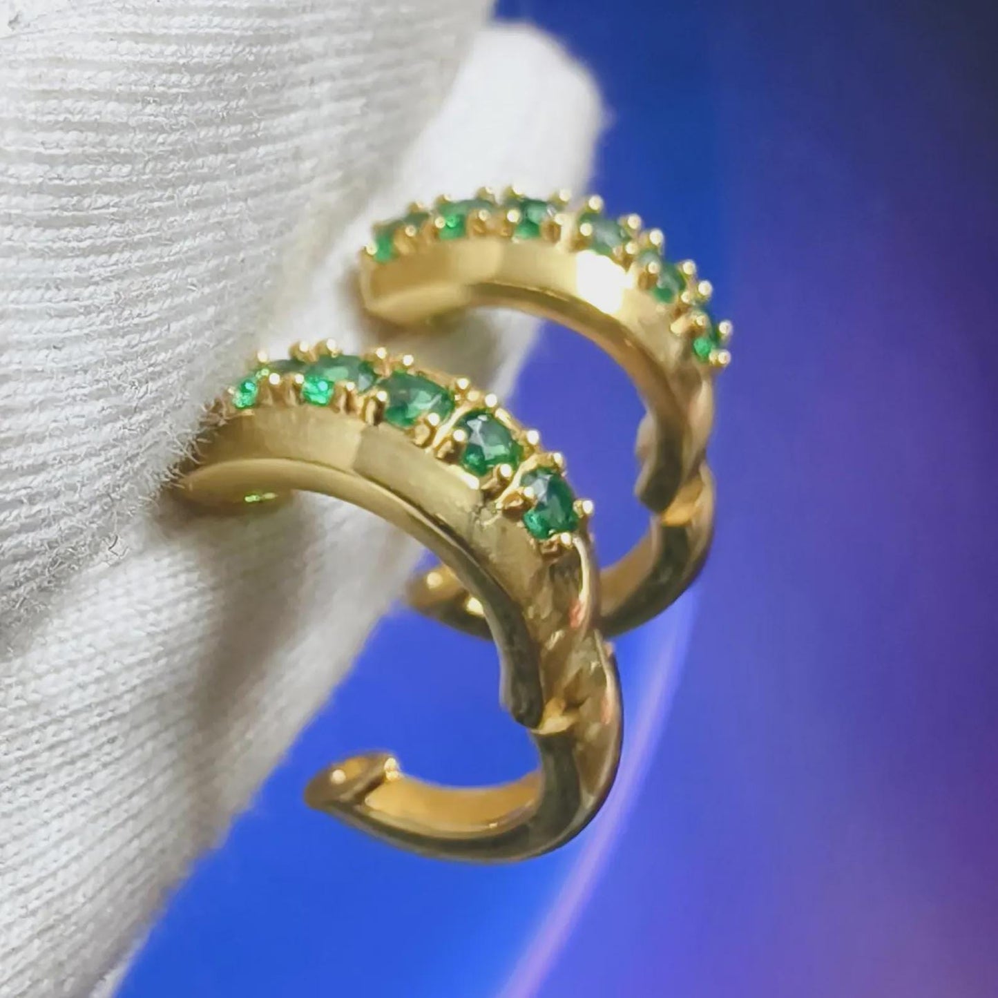 2Ct Round Cut Emerald Hoop Earring Simulated 14K Yellow Gold Finish 925 Sterling Silver For Special Occasion, Birthday Gift, Daily Wear