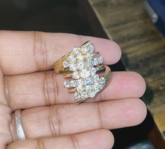 2Ct Diamond Round Cut Lab-Created Diamond Cluster Halo Engagement Anniversary Ring 14K Yellow Gold Finish 925 Sterling Silver, Birthday Gift