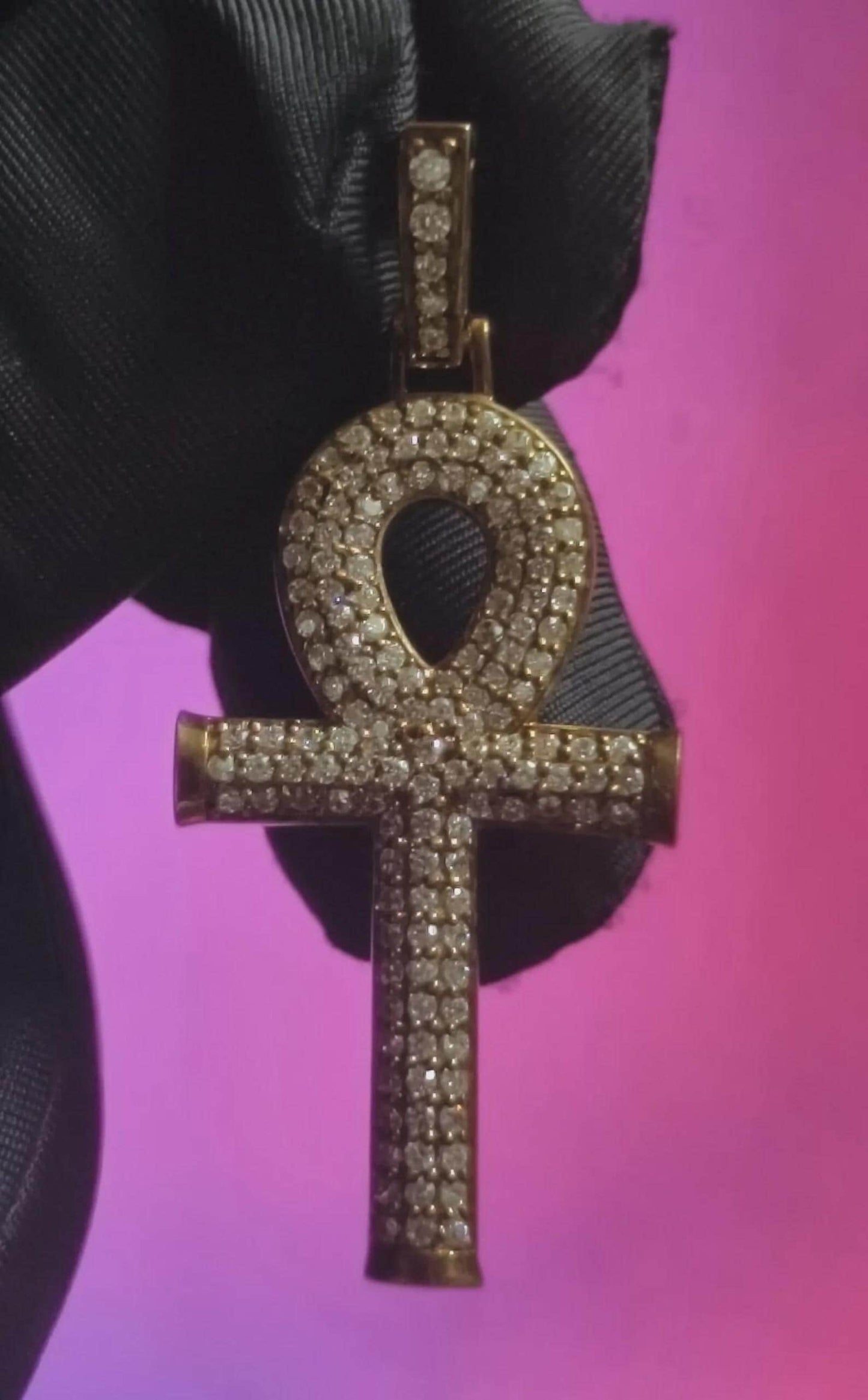 1.50Ct Moissanite Cross Pendant Round 14K Yellow Gold Plated 925 Sterling Silver, Hip Hop Pendant, Christmas Religious Pendant