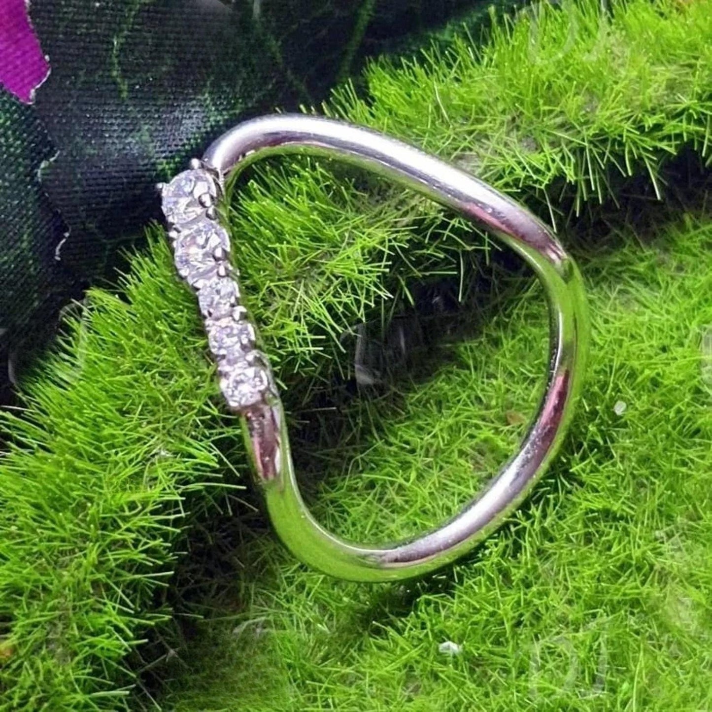 1.50Ct Round Cut Simulated Diamond Wedding Engagement Five Stone Band Women's Engagement Ring 14K White Gold Plated 925 Silver