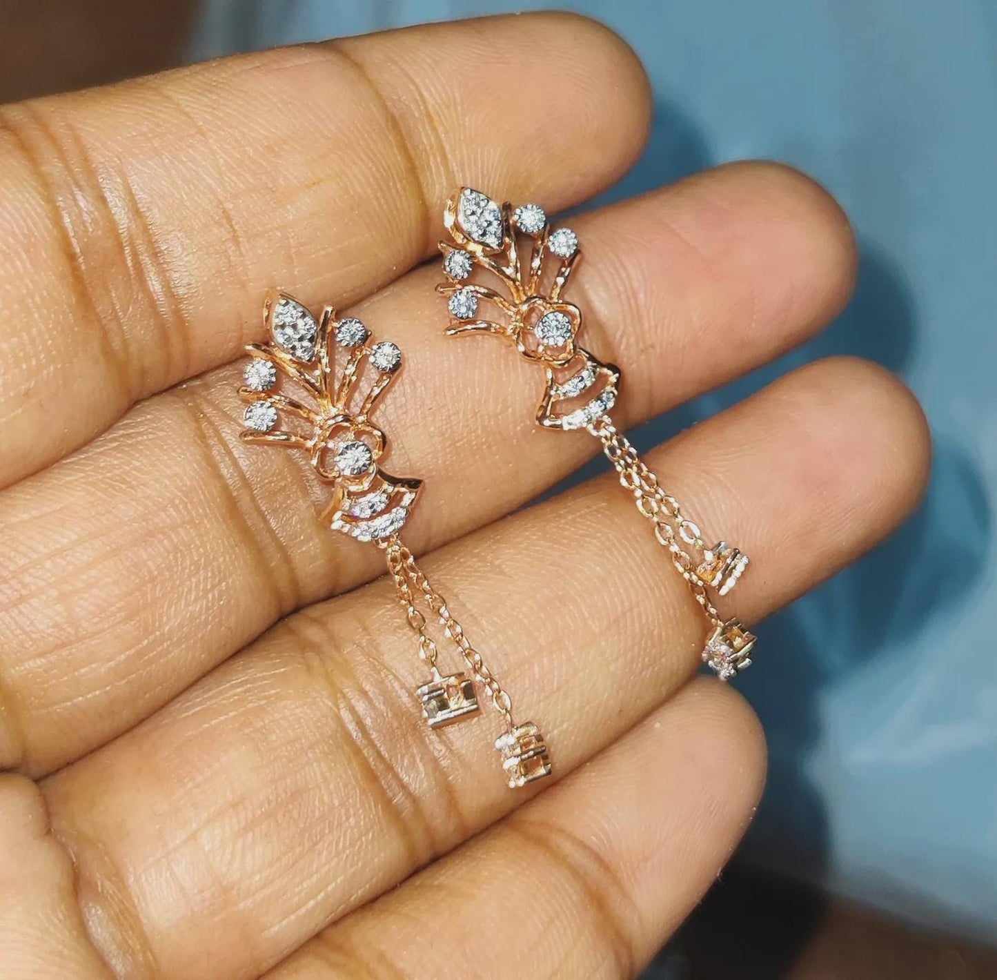 2Ct Round Cut Simulated Diamond Drop Dangle Women's Earrings 14K Rose Gold Plated 925 Sterling Silver, Gift For Birthday Wear