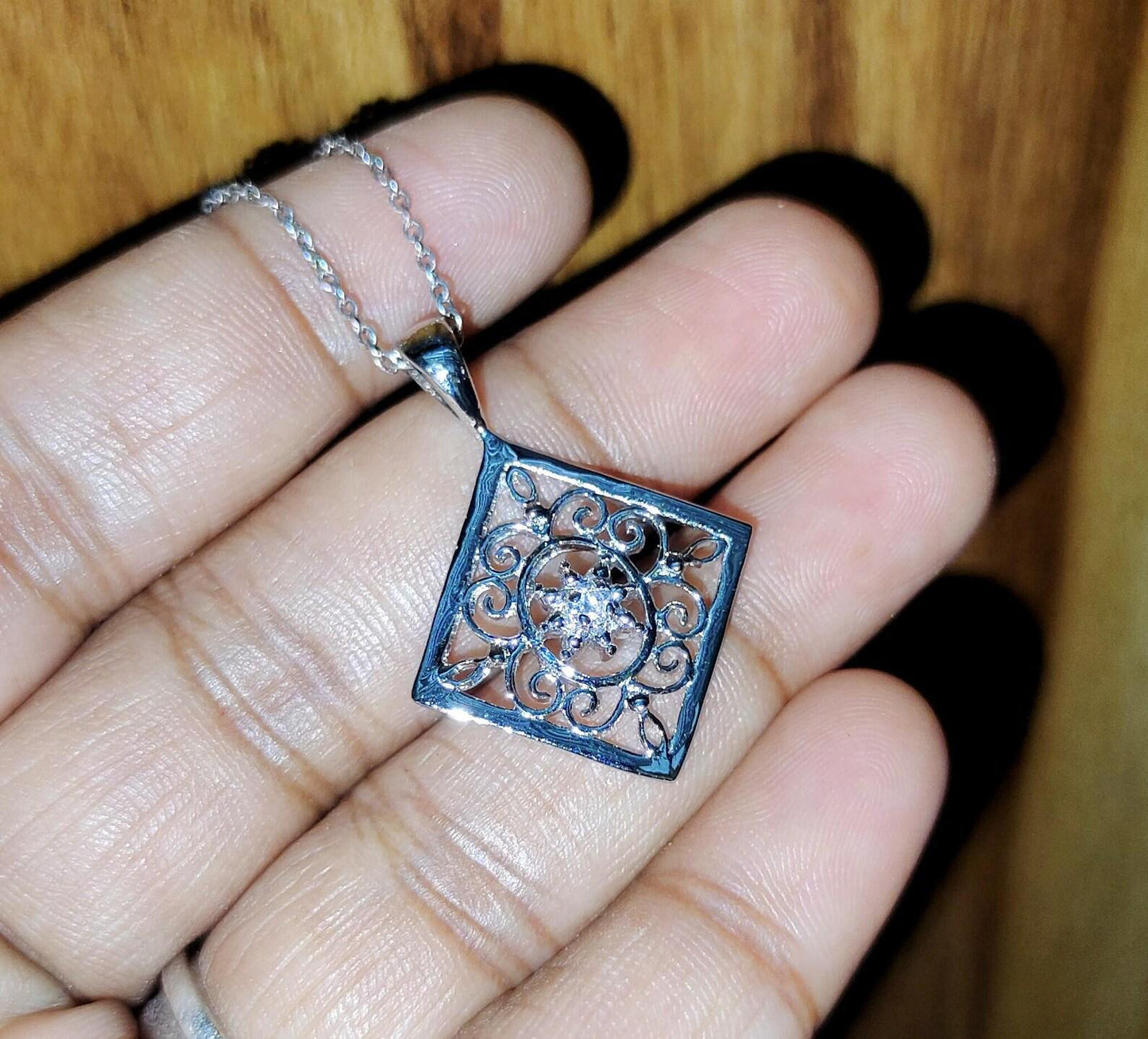 0.50Ct Diamond Pendant Round Cut Lab-Created Diamond Vintage Pendant 14K White Gold Finish 925 Silver Diamond Pendant Unisex Diamond Pendant