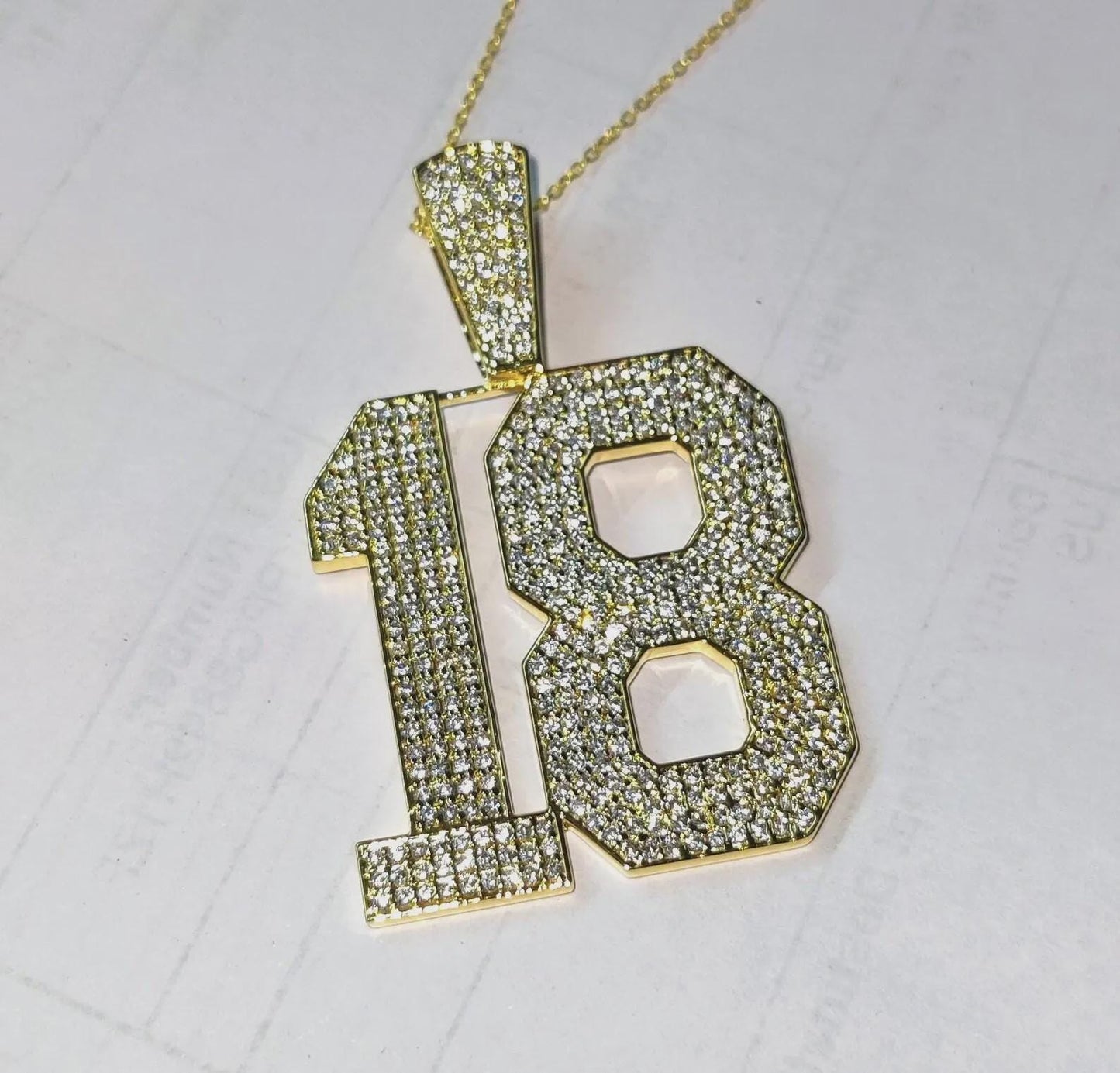 2Ct Diamond Number Pendant Round Simulated Diamond Pendant 14K Yellow Gold Plated Custom Any Number Pendant , Hip Hop Pendant