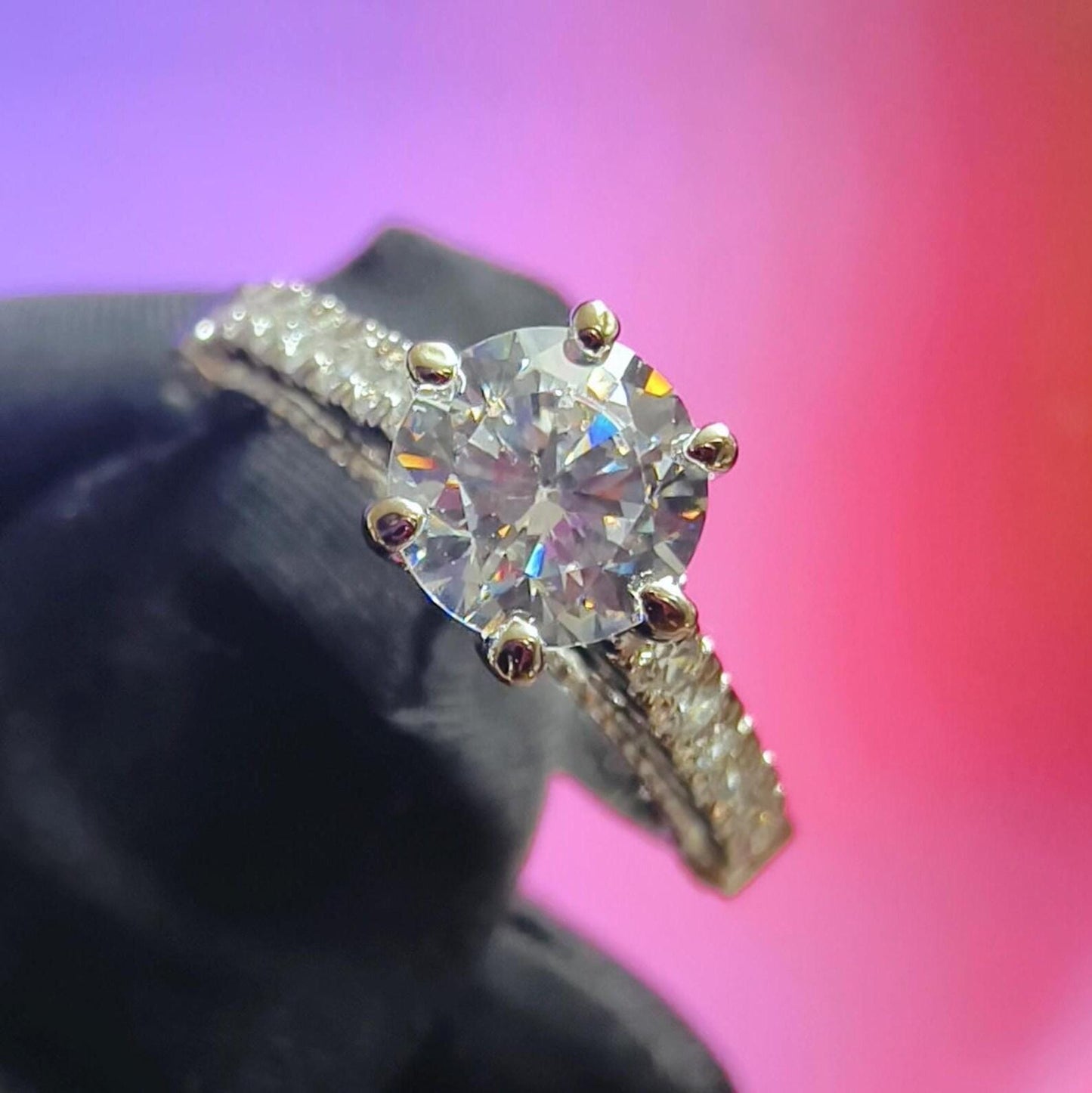 Round Cut Simulated White Diamond Wedding Engagement Anniversary Ring 14k White Gold Plated- 925 Silver, Gift for Her