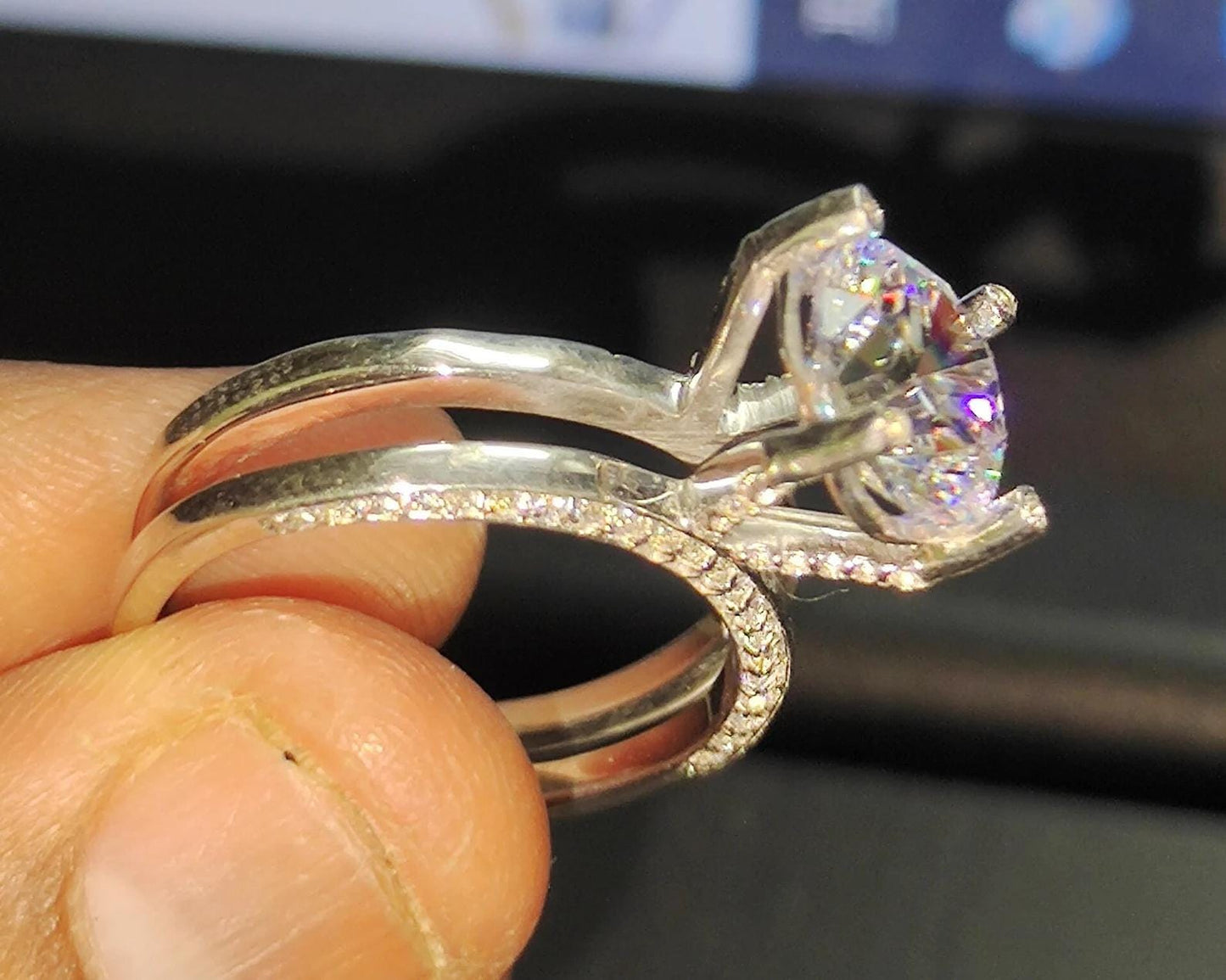 2Ct Round Cut Simulated White Diamond Wedding Women Engagement Anniversary Band Ring 14k White Gold Plated- 925 Silver, Gift for Her