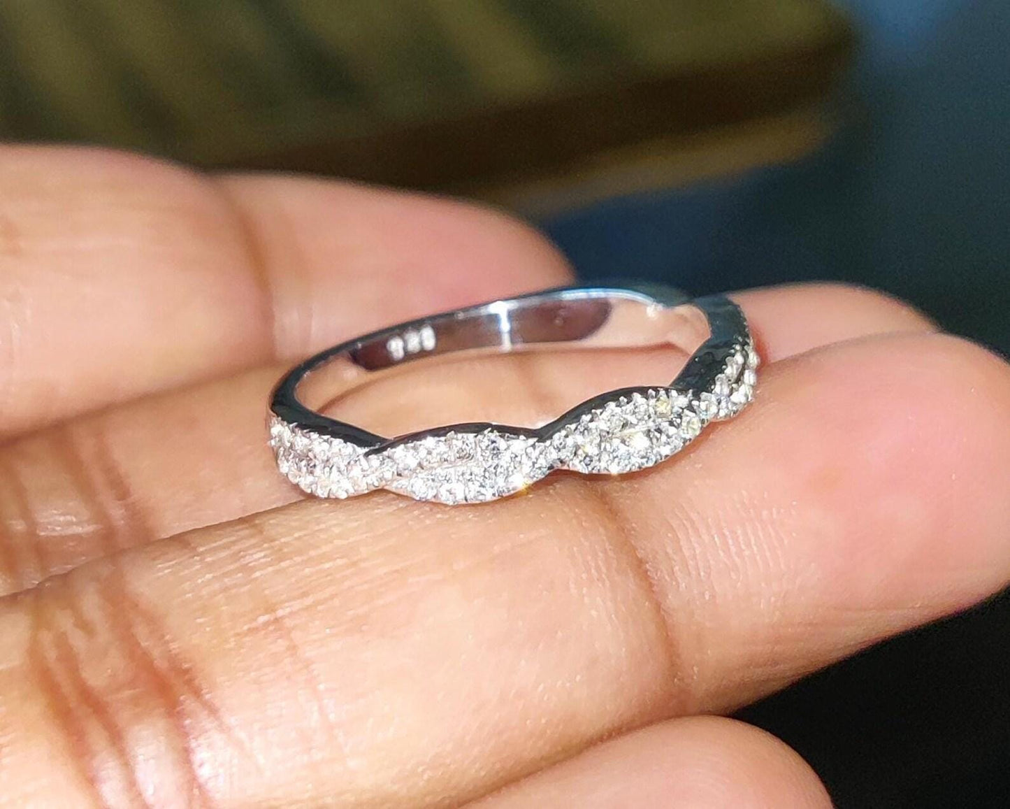 1.50Ct Round Cut Simulated Diamond Wedding Engagement Twisted Band Women's Engagement Ring 14K White Gold Plated 925 Silver