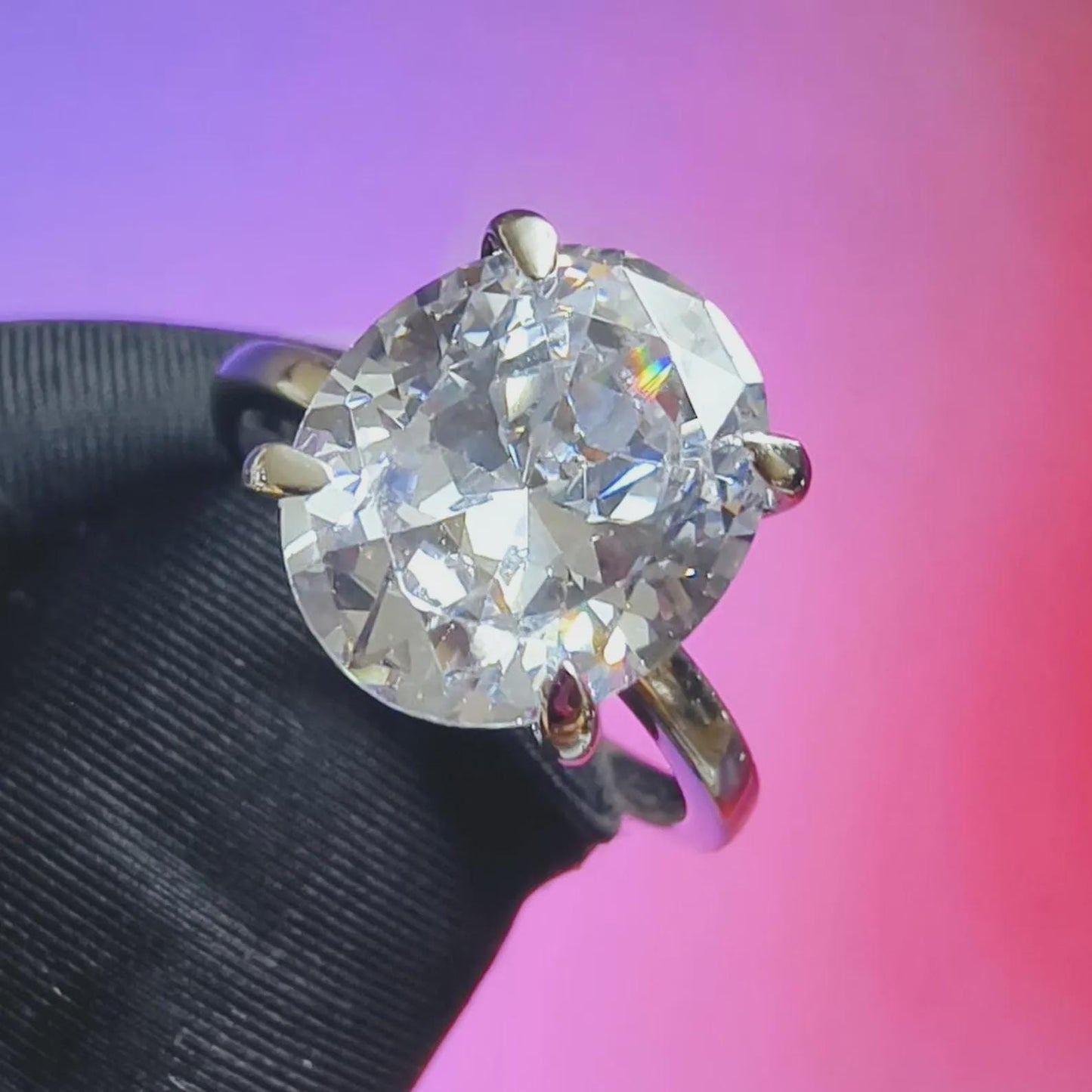 2Ct Diamond Oval Cut Wedding Solitaire Ring Simulated Diamond Ring 14K White Gold Finish 925 Sterling Silver Engagement Anniversary Ring