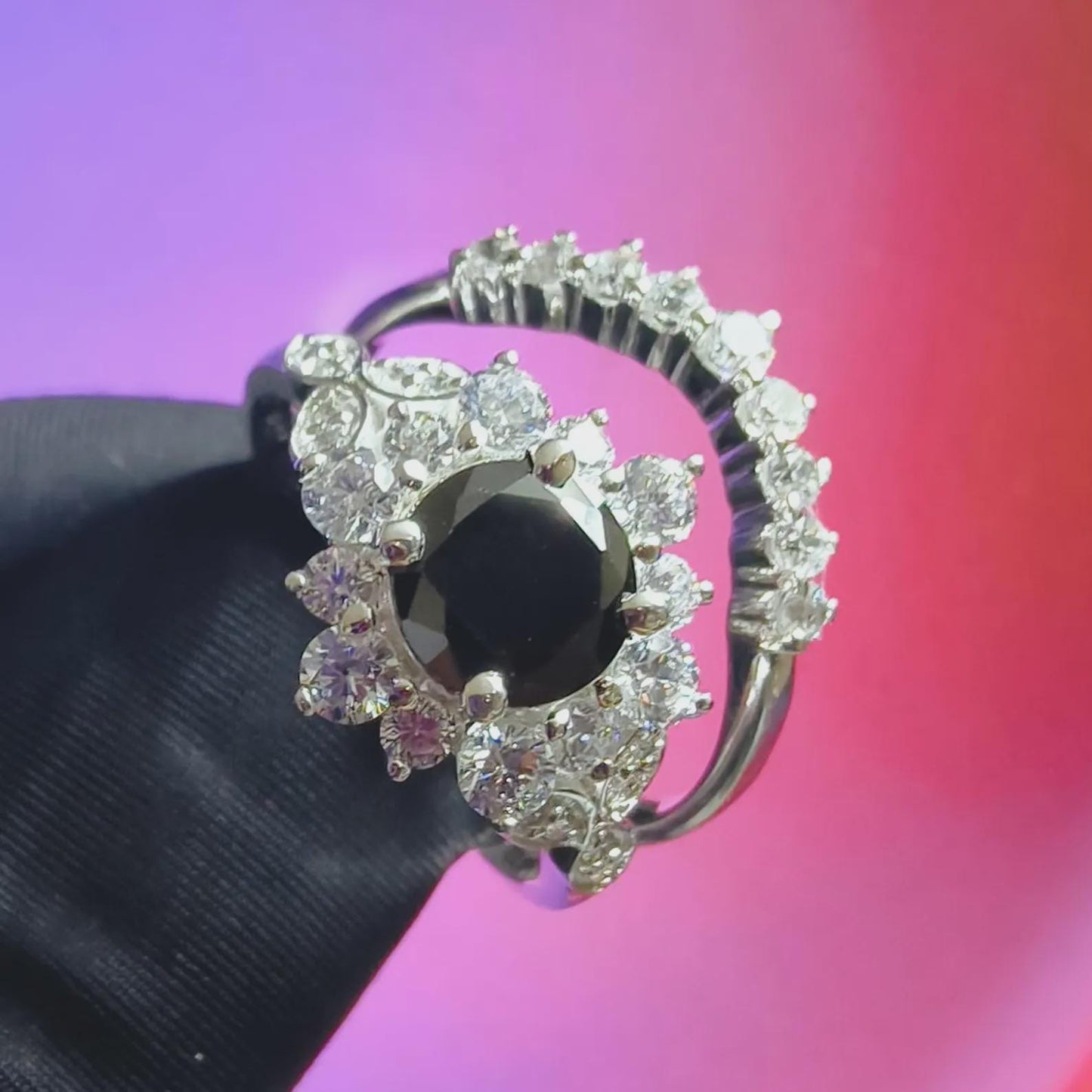 2Ct Round Cut Bridal Set Ring Simulated Black Spinel Engagement Wedding Ring 14K White Gold Plated 925 Sterling Silver Gift For Wedding Ring