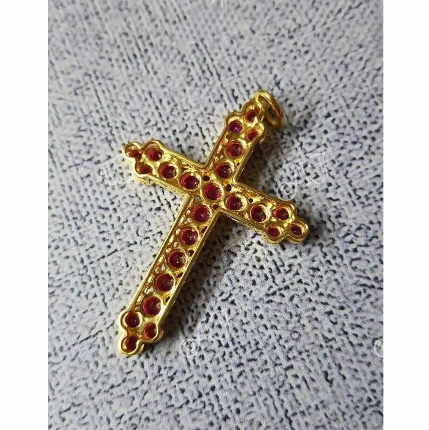 1.50Ct Cross Pendant, Round Red Ruby, Charm Pendant, Hip Hop Unisex Pendant Necklace, Birthday Gift Pendant, Pendant For Love, Gift For Her