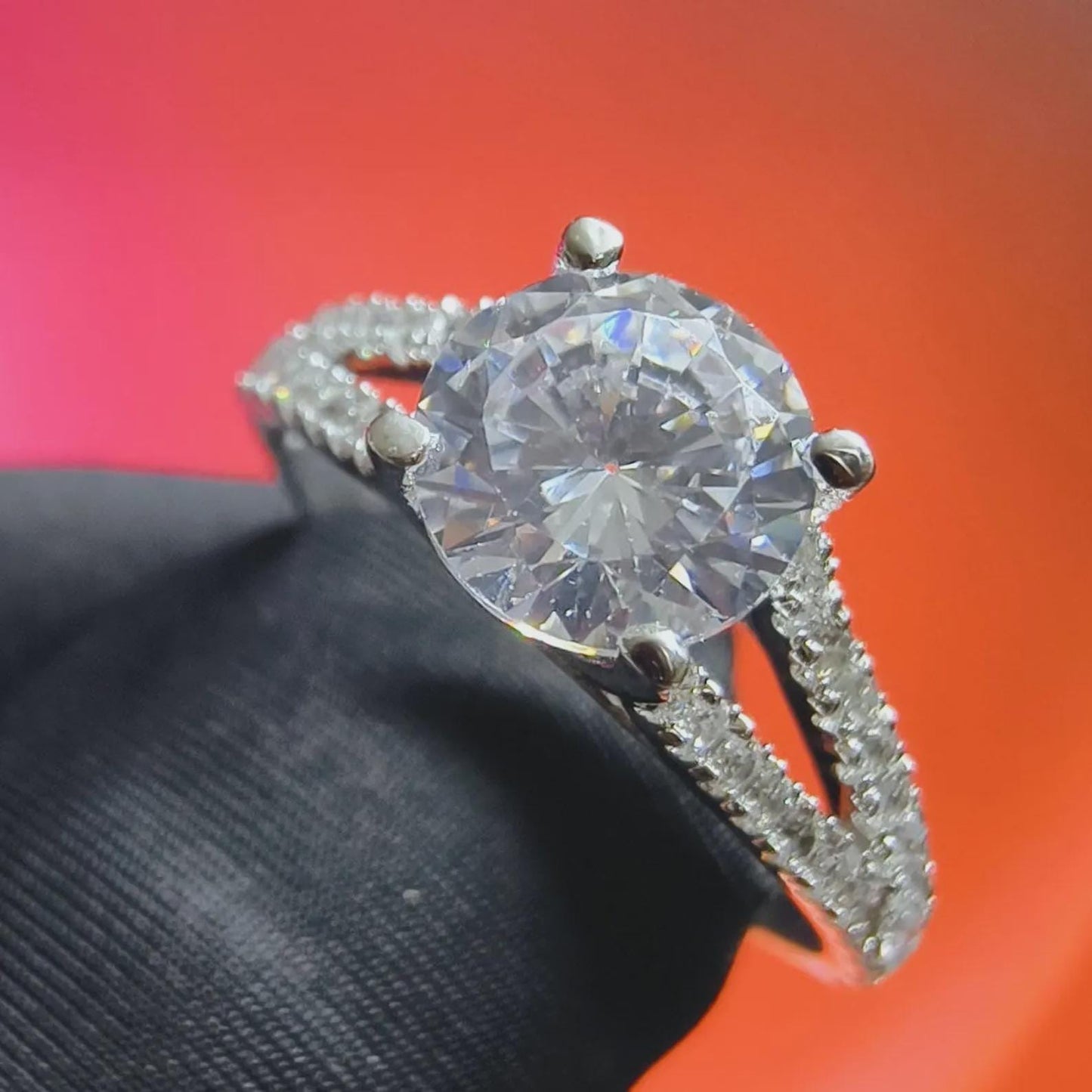 2Ct Round Cut Simulated White Diamond Wedding Engagement Anniversary Ring 14k White Gold Plated- 925 Silver, Gift for Her