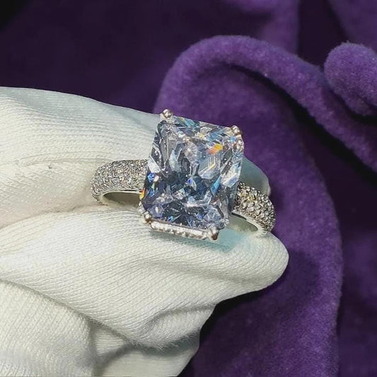 2.50Ct Emerald Cut Simulated Diamond Solitaire Engagement Anniversary Ring 14K White Gold Finish 925 Sterling Silver Wedding Gift For her