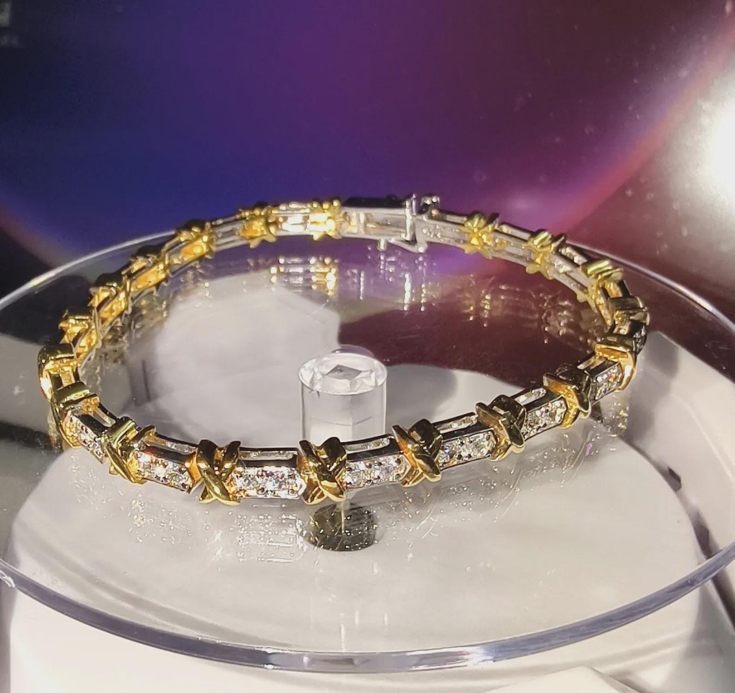 6Ct Diamond Bracelet Round Lab-Created Diamond 14K Two-Tone Gold Finish Sterling 925 Silver Bracelet Gift For her Birthday Gift Party Wear