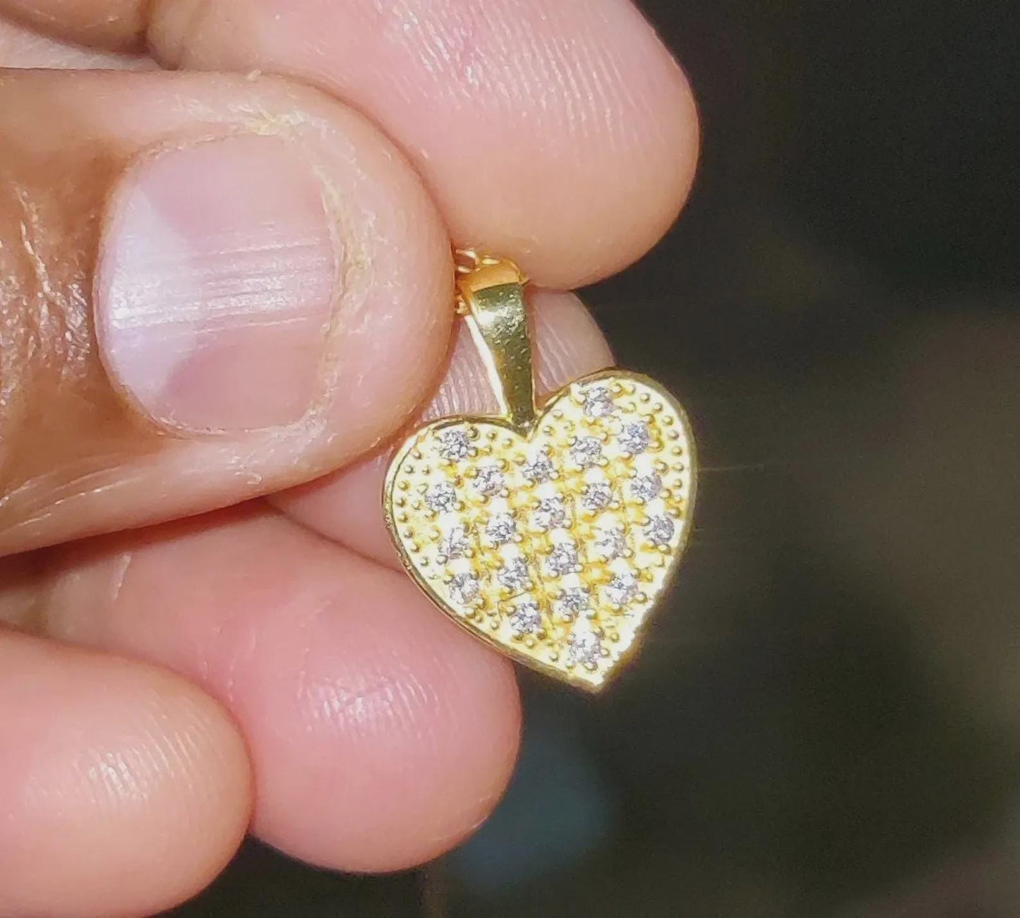 Diamond Heart Pendant Simulated Round Cut Pendant 14K Yellow Gold Plated Love Theme Pendant 925 Sterling Silver For Party Birthday