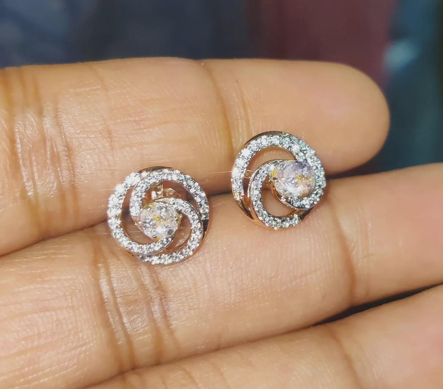 1.50Ct Diamond Stud Earrings VVS1 Diamond Cluster Women's Stud Earrings 14K Rose Gold Finish 925 Silver Stud Earrings Push Back Stud