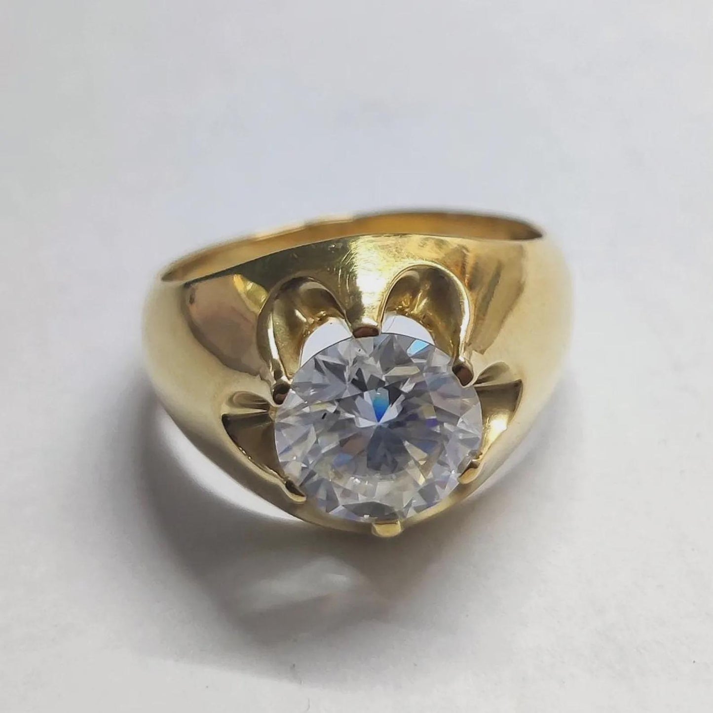 2Ct Round Cut Diamond Wedding Band Simulated Diamond Engagement Ring 14K Yellow Gold Finish Sterling Silver Anniversary Ring Birthday Gift