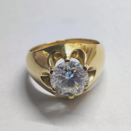 2Ct Round Cut Diamond Wedding Band Simulated Diamond Engagement Ring 14K Yellow Gold Finish Sterling Silver Anniversary Ring Birthday Gift