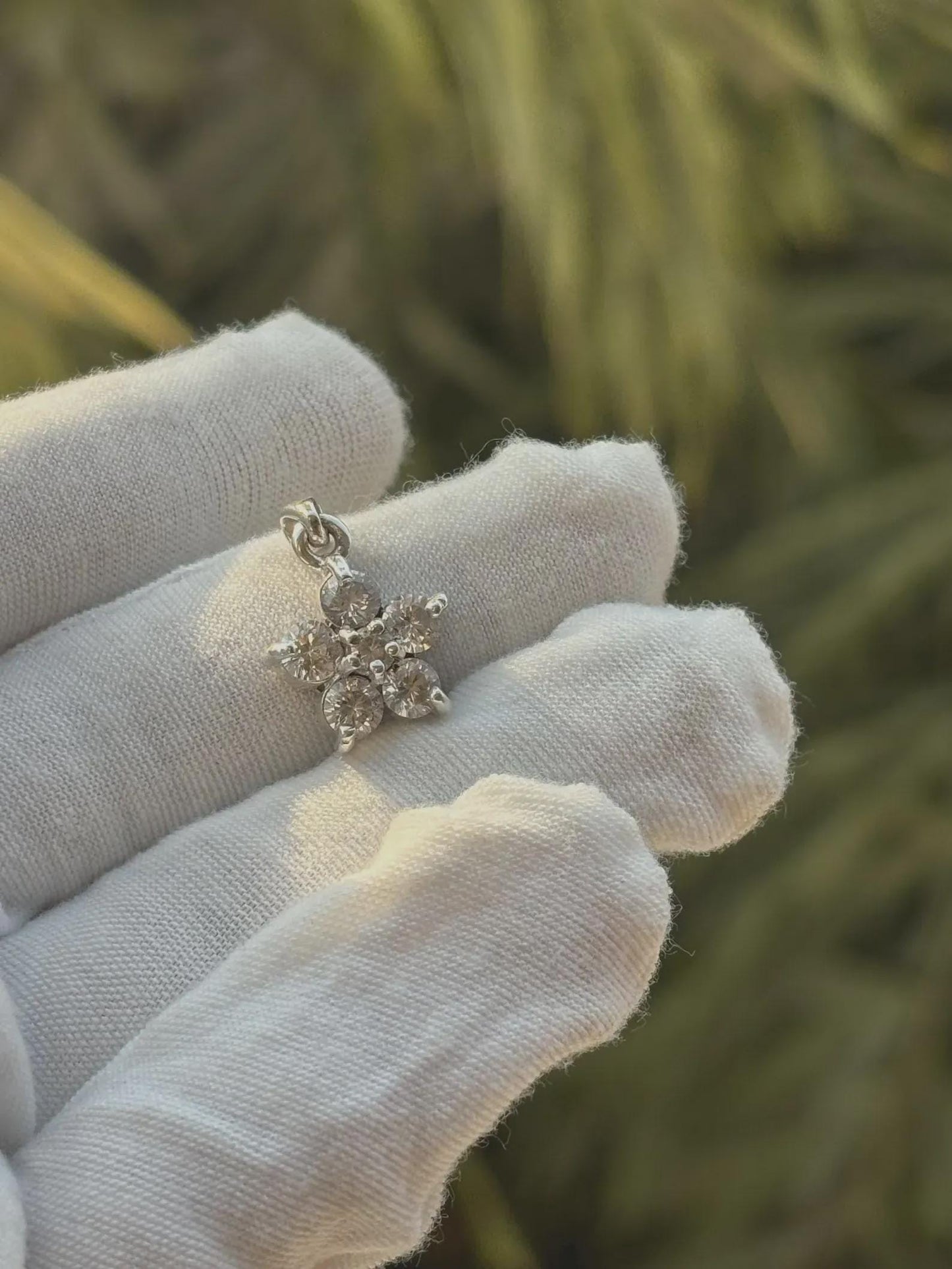 1.50Ct Round Cut Flower Pendant 14K White Gold Plated 925 Silver Prong Setting Pendant, Anniversary Gift Pendant