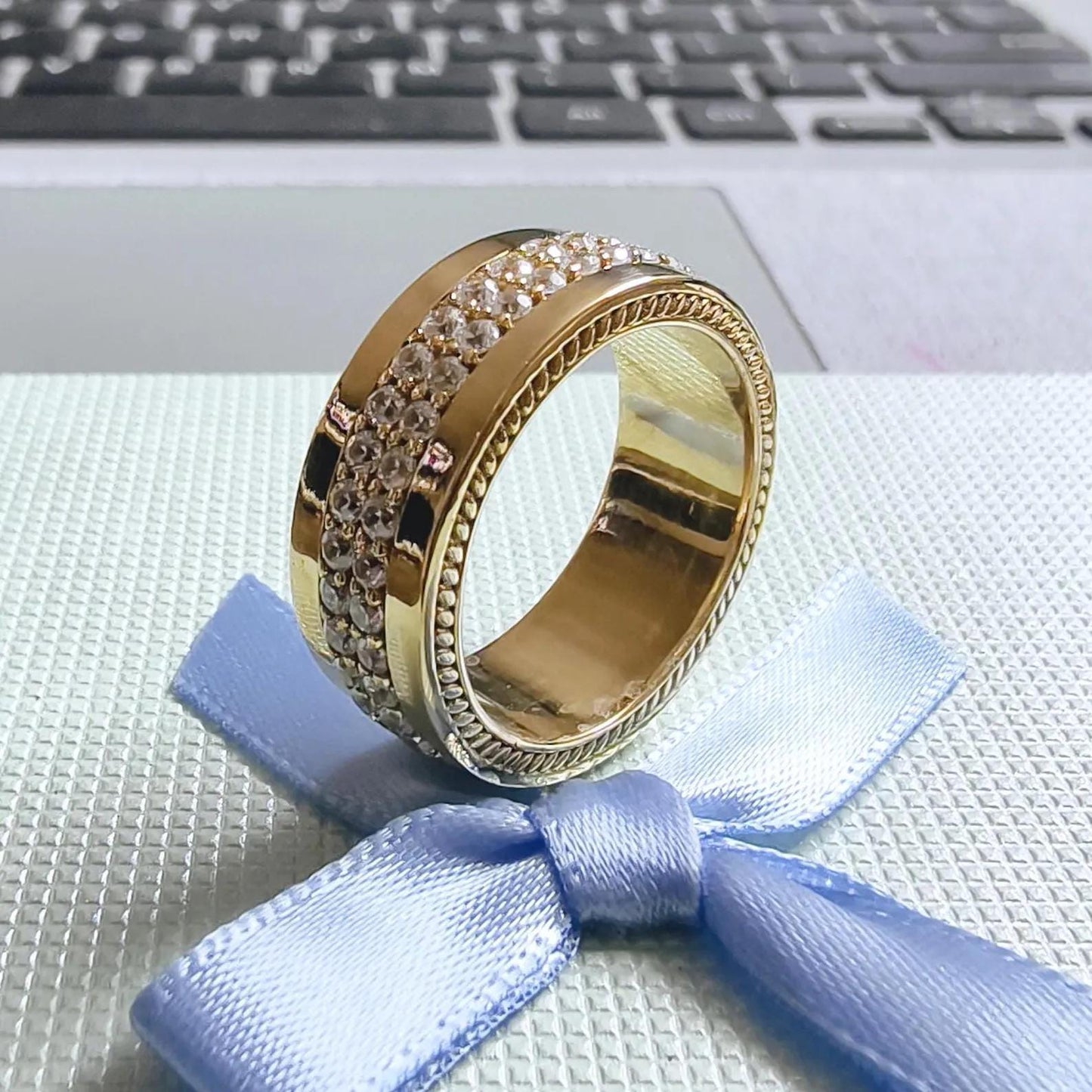 2Ct Round Cut Diamond Full Eternity Band Engagement Ring Prong 14K Yellow Gold Finish 925 Sterling Silver Gift For Wedding Birthday Gift 925