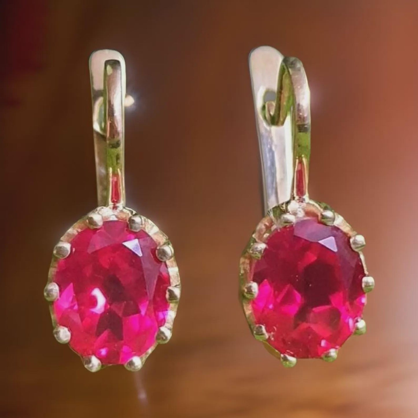 2Ct Ruby Hoop Earrings Oval Cut Simulated Red Ruby Diamond Hoop Earring 14k Yellow Gold Plated, Fancy Hoop Earrings, Gift for Birthday