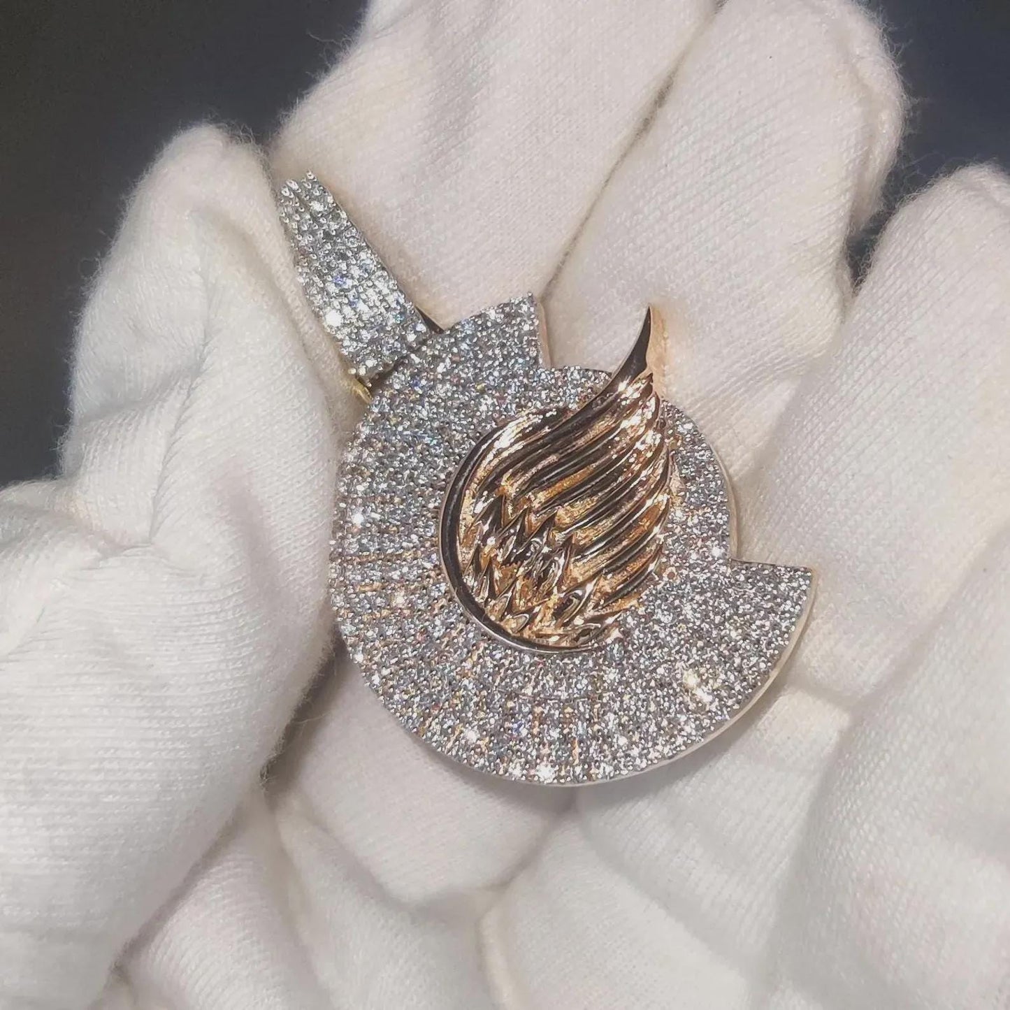 Round Cut Custom Any Name Lab Created Diamond Pendant 14K Two Tone Gold Plated Diamond Unisex Pendant, For Birthday Gift ,Party Wear