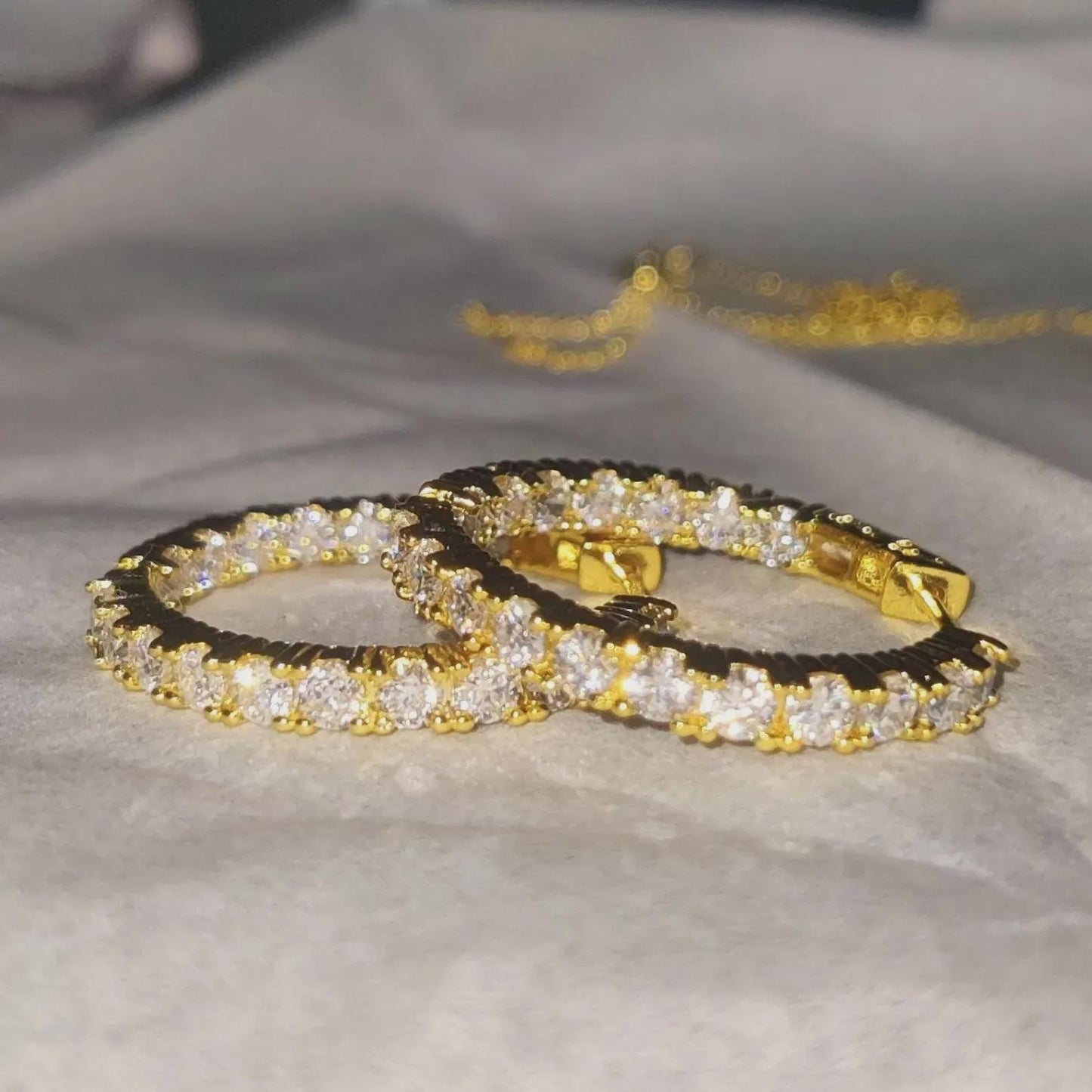 2Ct Round Hoop Earrings Lab Created Diamond Women's Huggie Hoop Earrings 14K Yellow Gold Finish 925 Silver Hoop Earrings