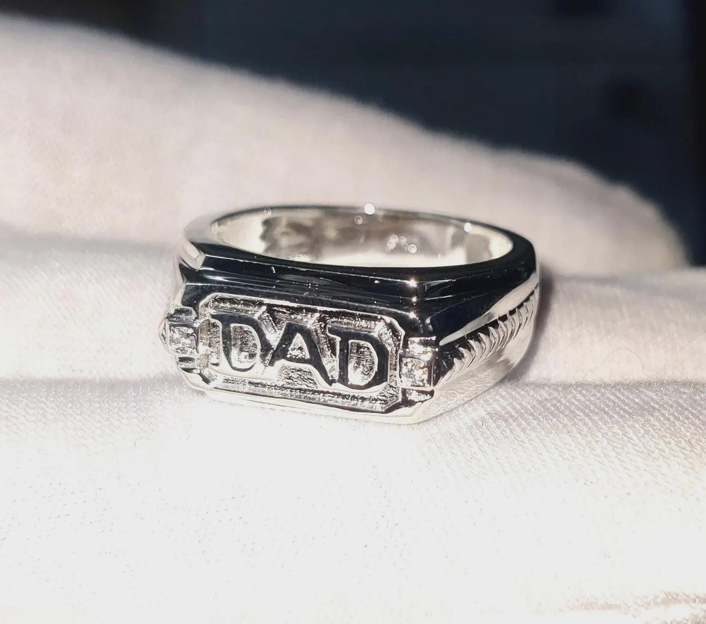 Customized Any Personalization Name Ring 14K White Gold Finish 925 Sterling Silver Anniversary Ring, Gift For Birthday, DAD Name Ring